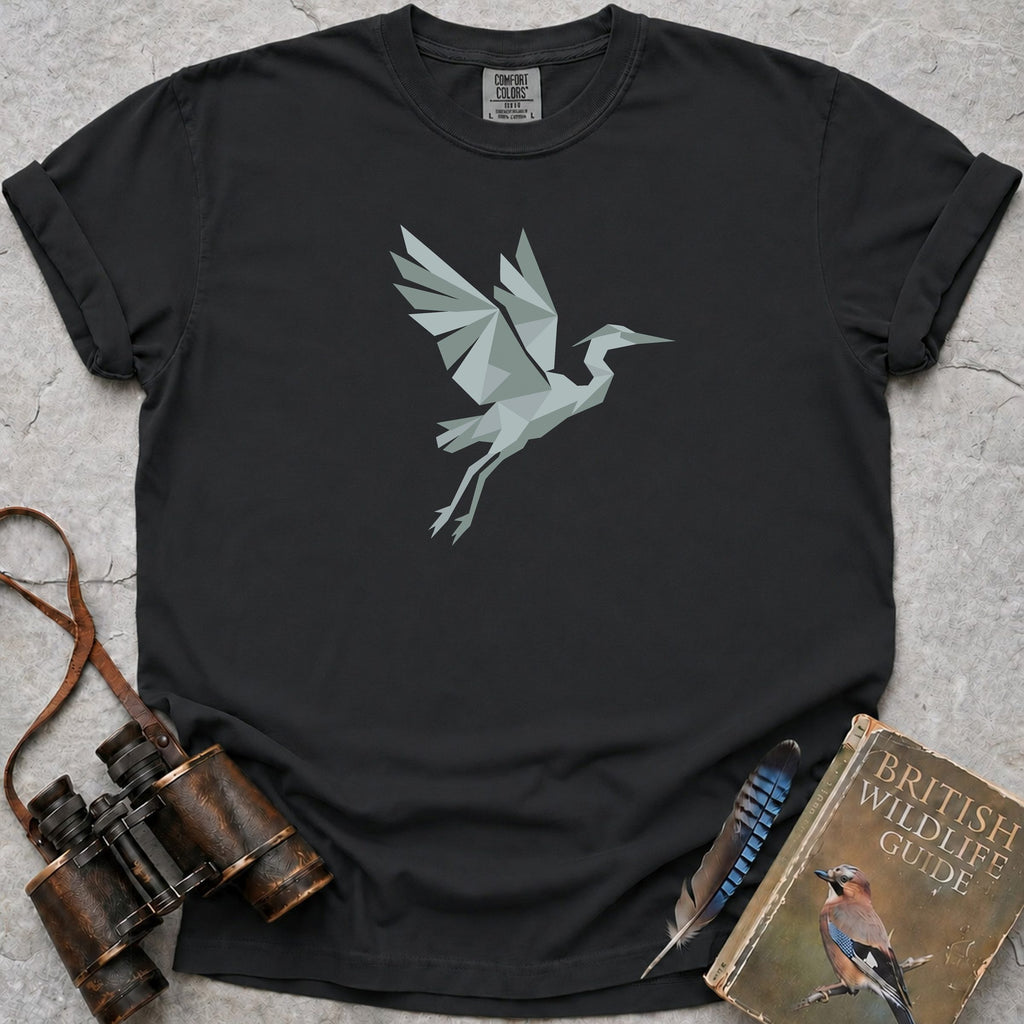 Origami Heron T-Shirt — black