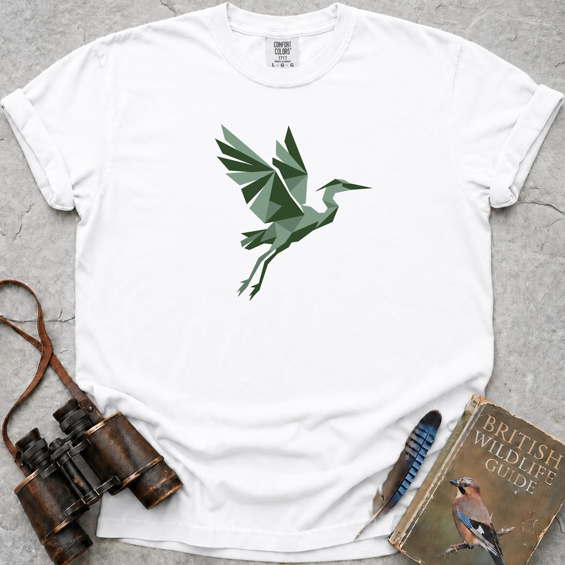 Origami Heron T-Shirt — white