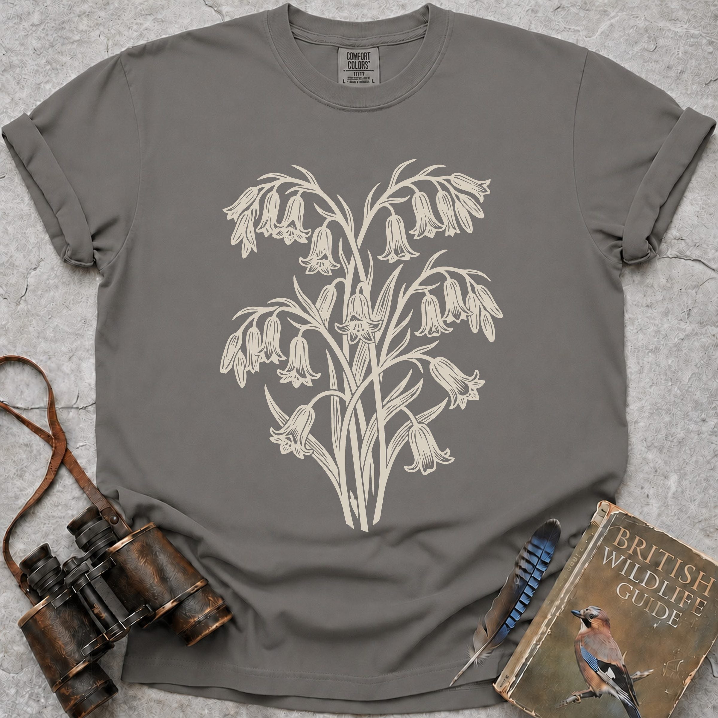 Ornate Bluebells T-Shirt — grey