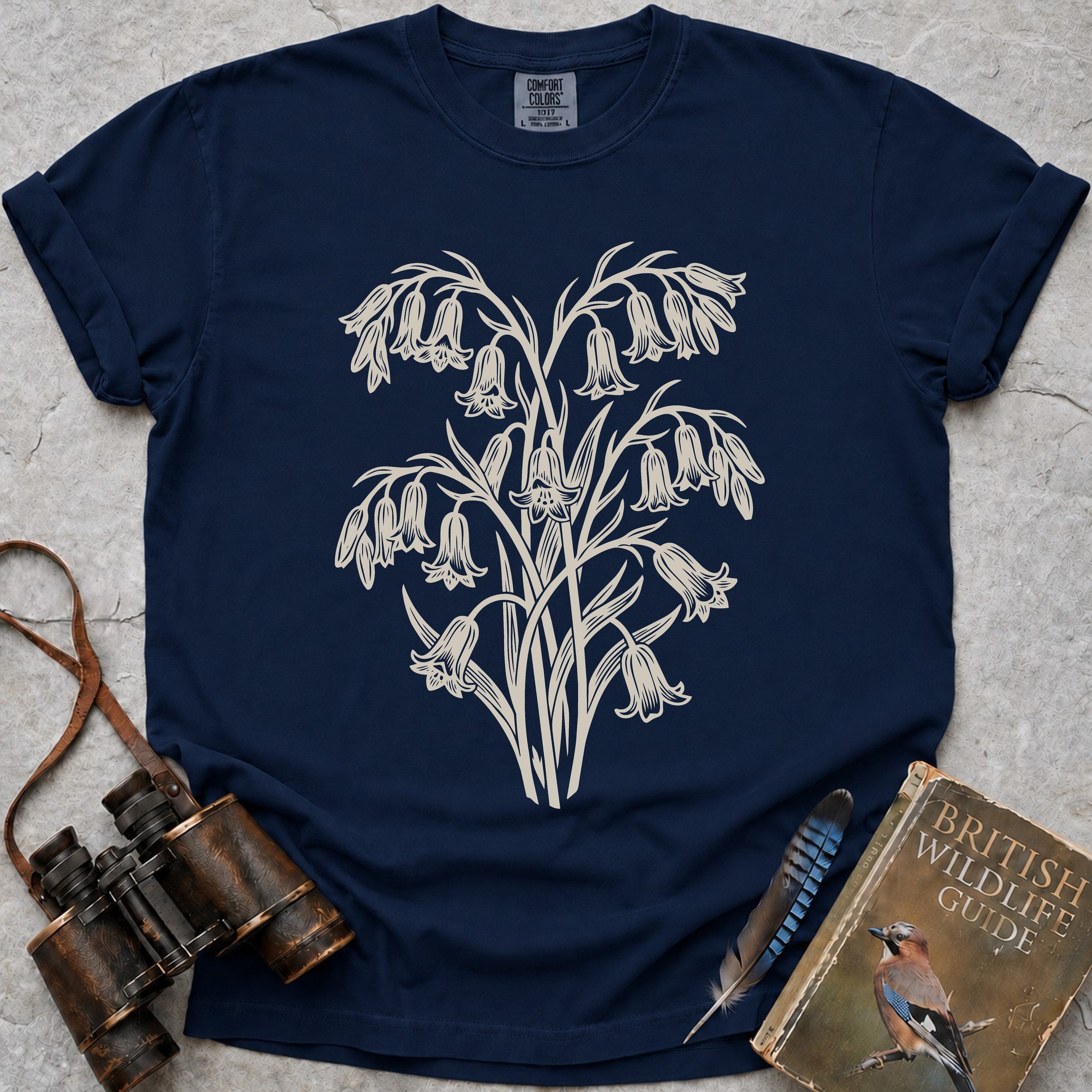 Ornate Bluebells T-Shirt — true navy