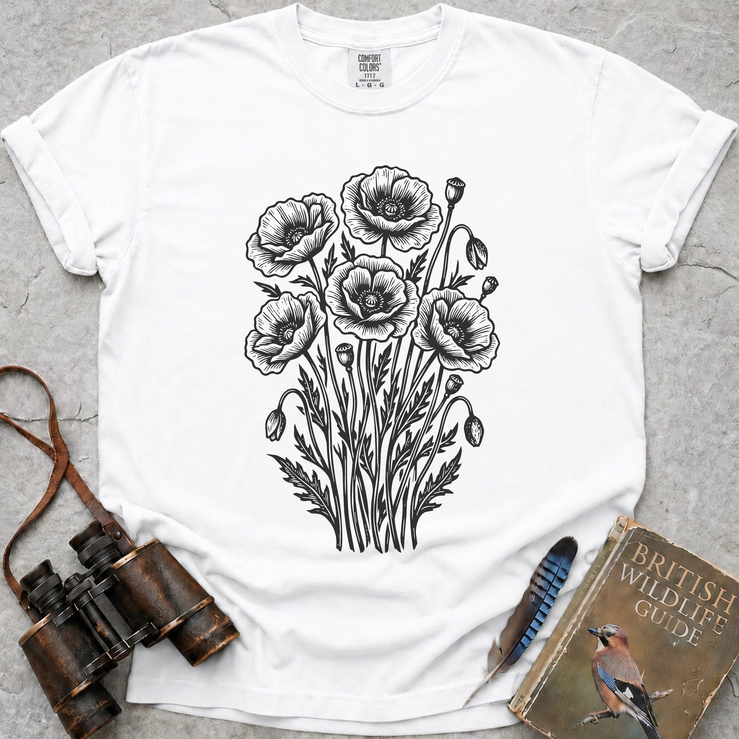 Ornate Poppies T-Shirt — white