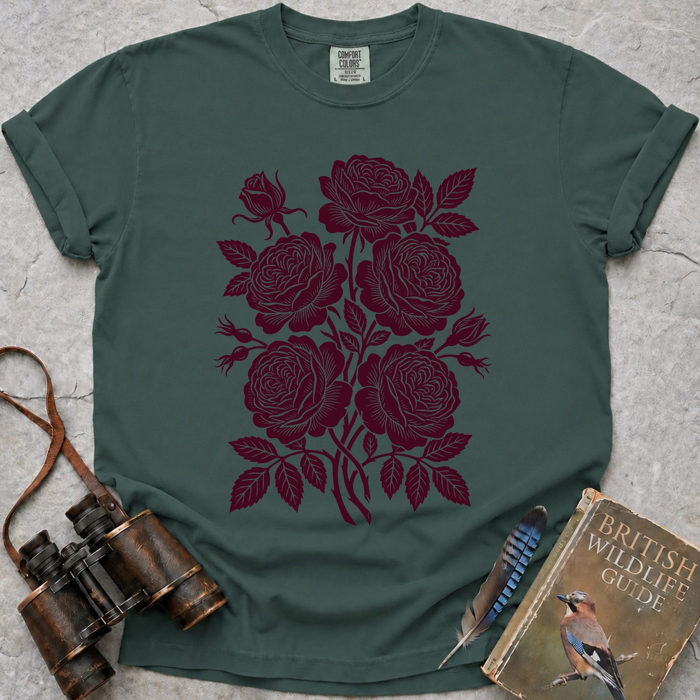 Ornate Roses T-Shirt — blue spruce