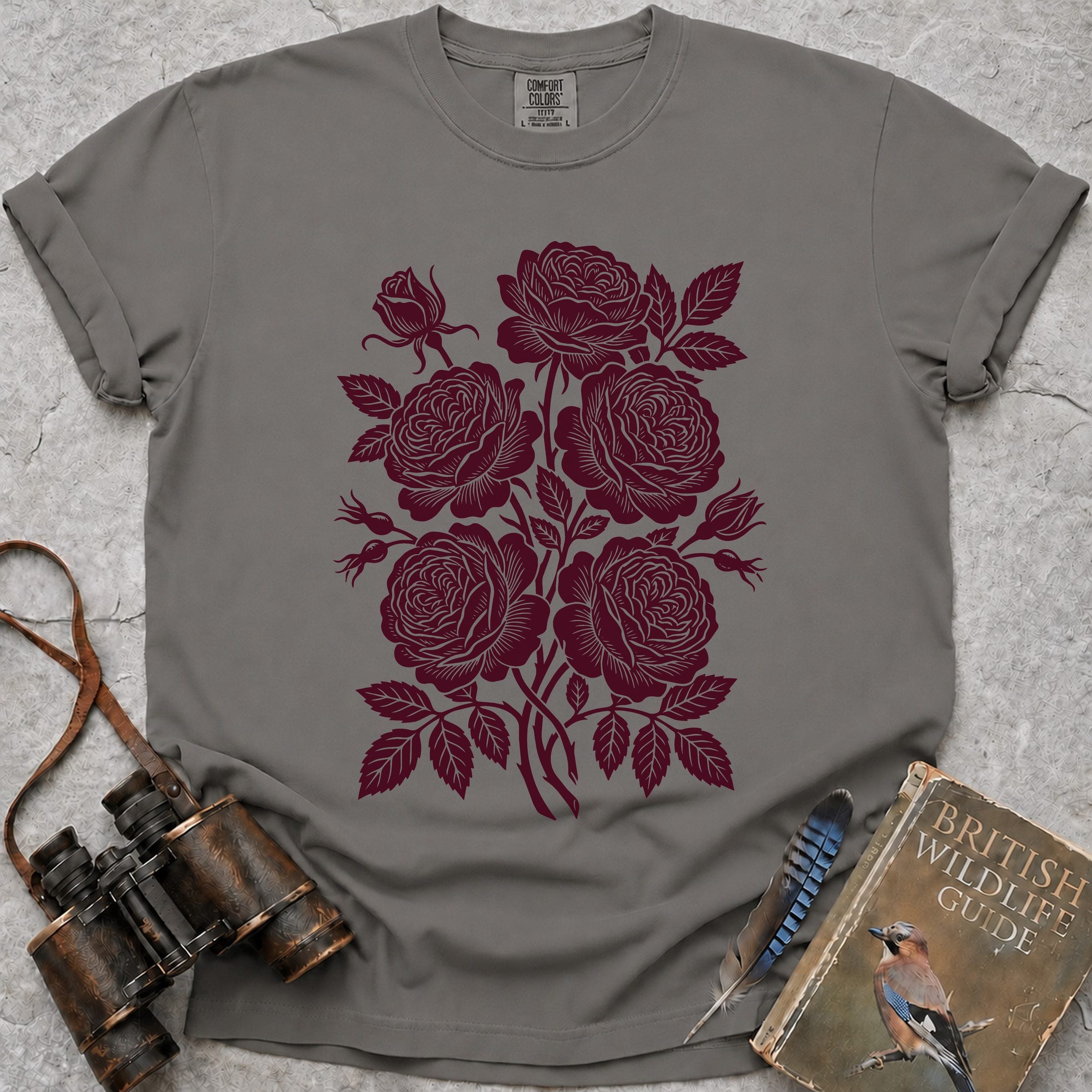 Ornate Roses T-Shirt — grey