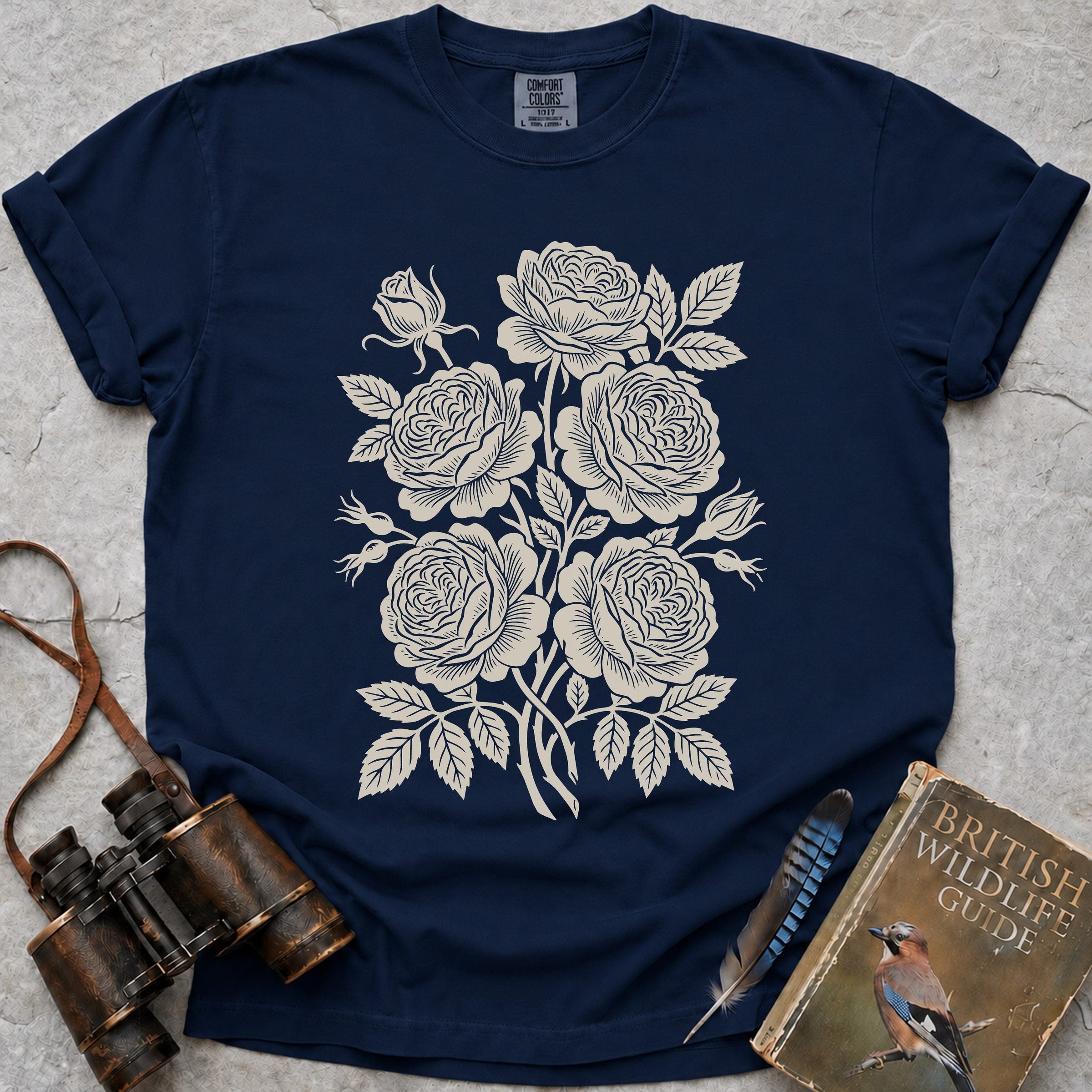 Ornate Roses T-Shirt — true navy