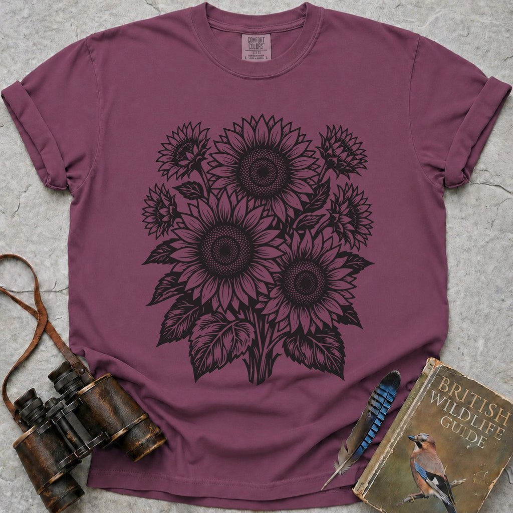 Ornate Sunflowers T-Shirt — berry