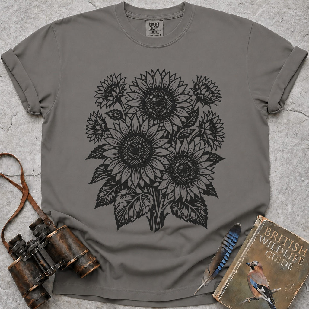 Ornate Sunflowers T-Shirt — grey