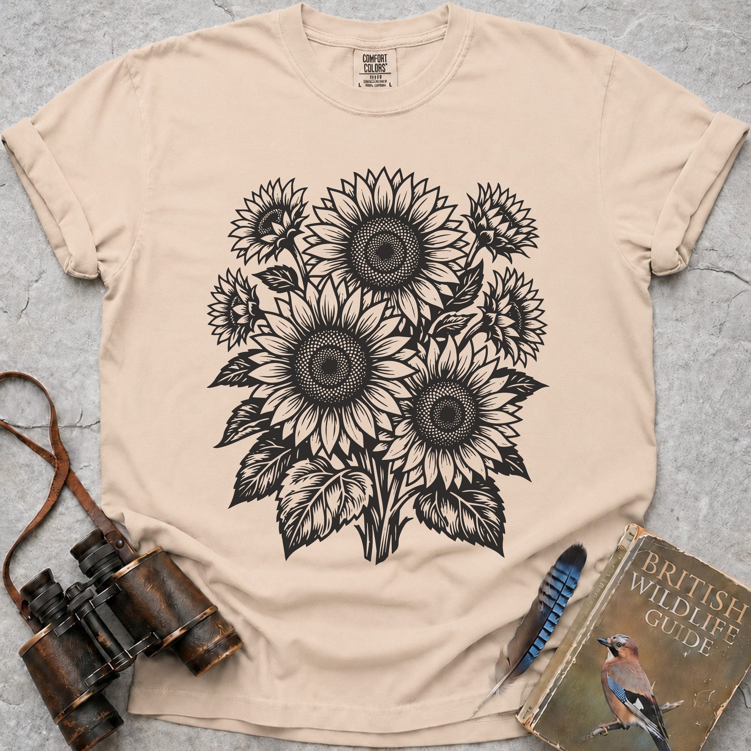 Ornate Sunflowers T-Shirt — ivory