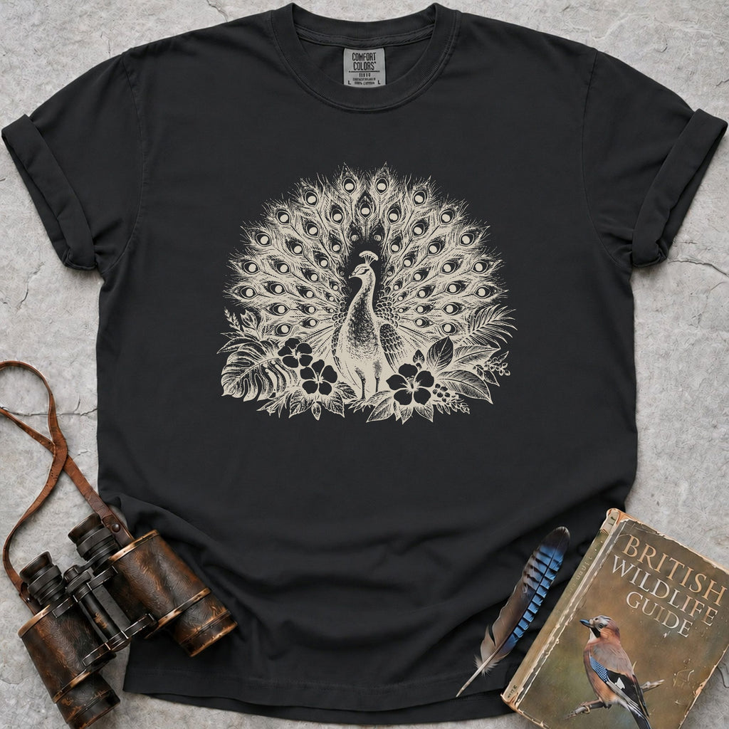 Peacock Bloom T-Shirt — black