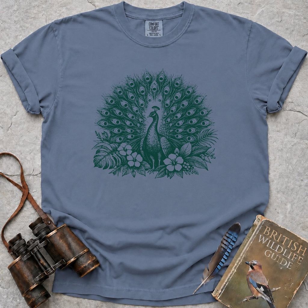 Peacock Bloom T-Shirt — blue jean