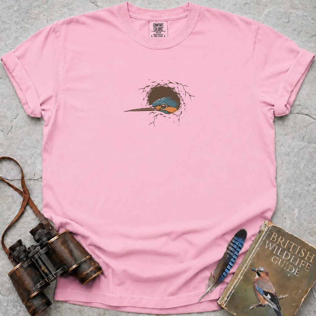 Peeping Kingfisher T-Shirt — blossom