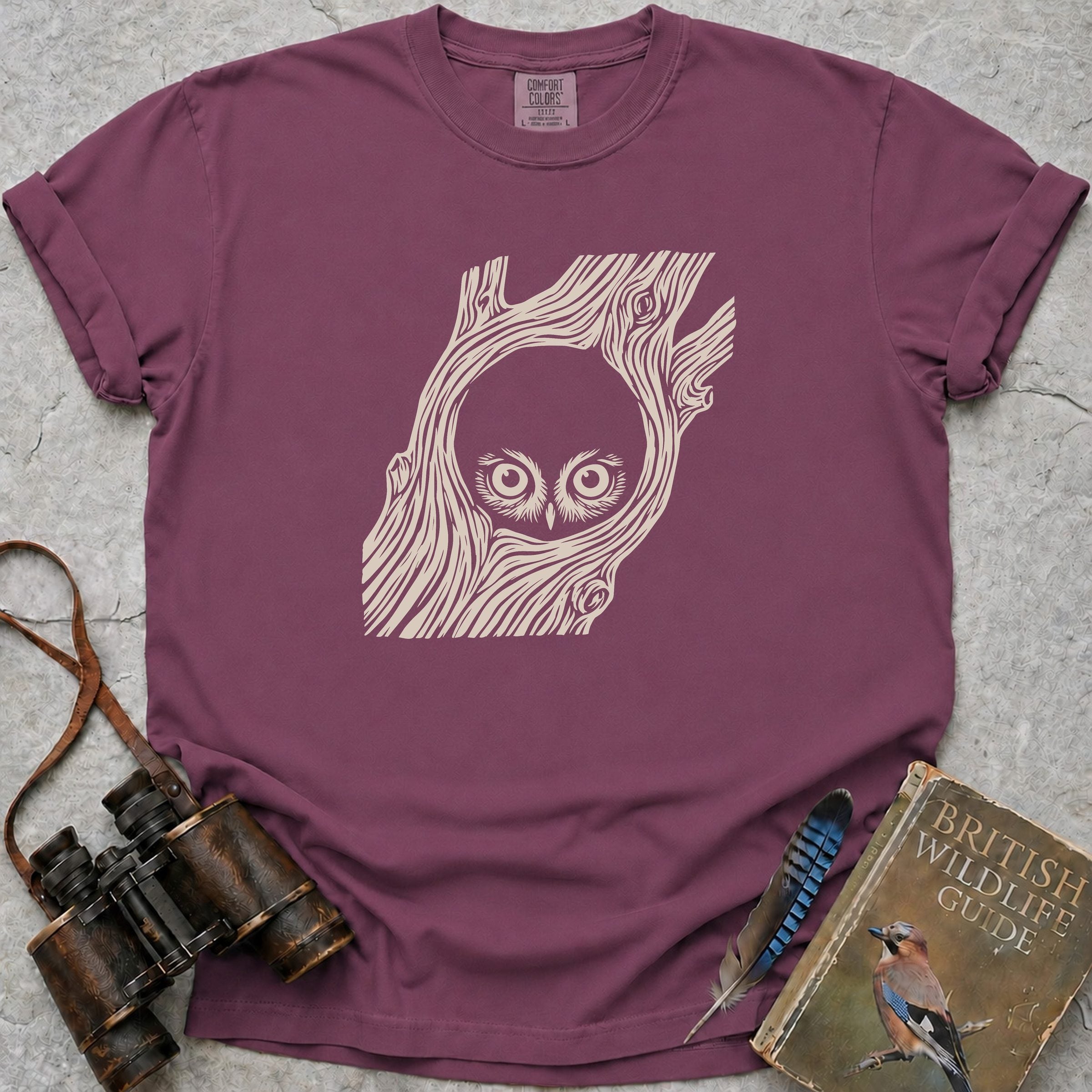 Peeping Owlet T-Shirt — berry