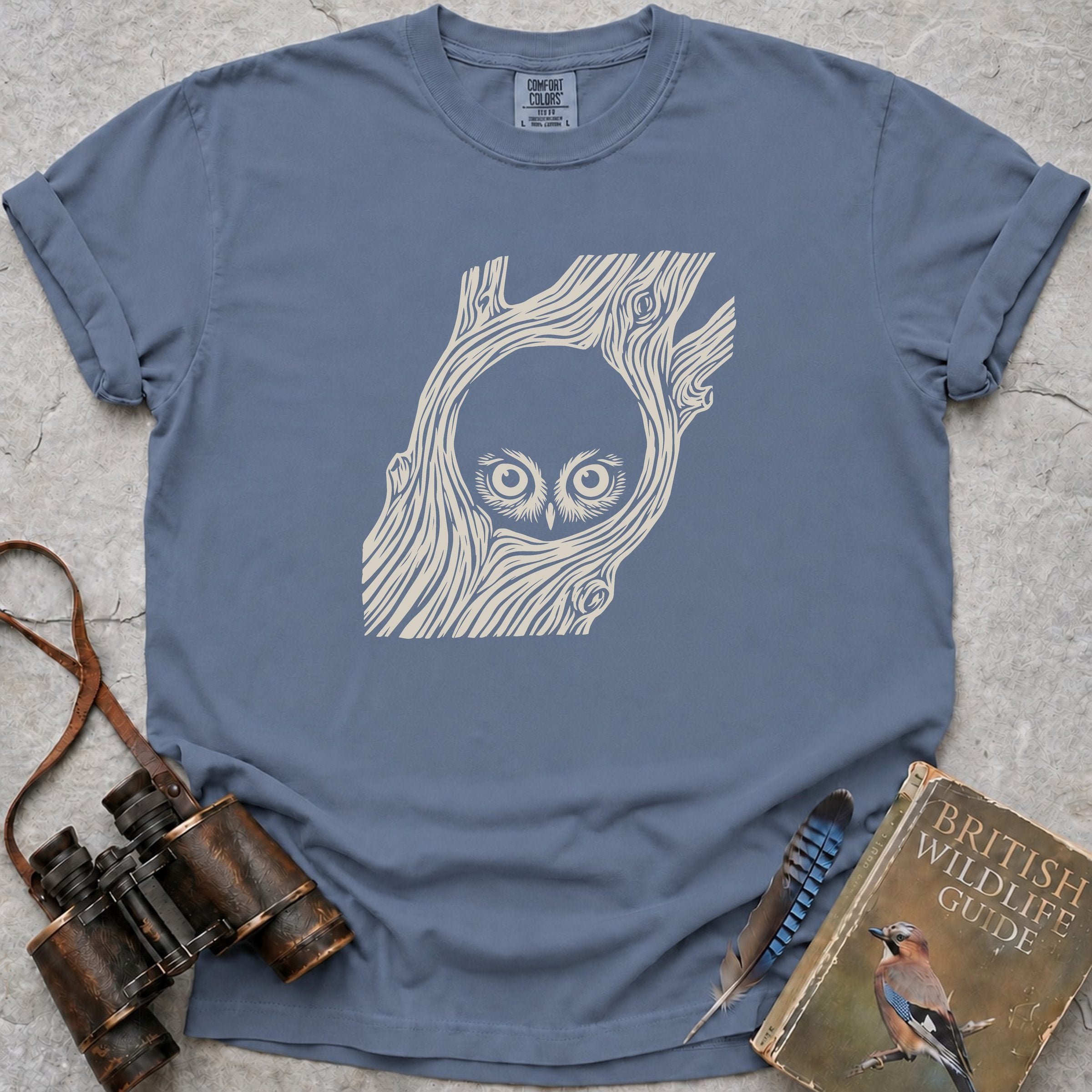 Peeping Owlet T-Shirt — blue jean
