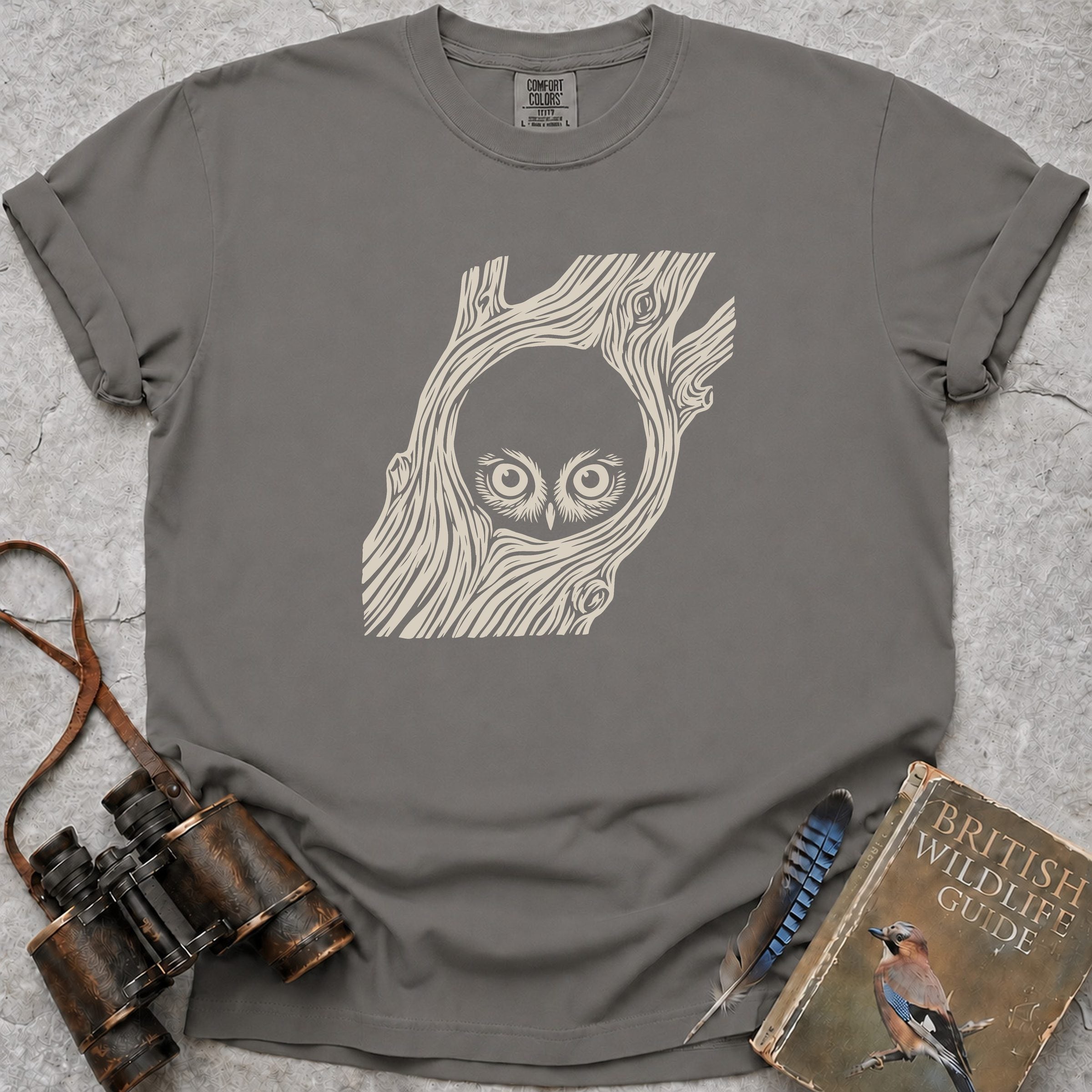 Peeping Owlet T-Shirt — grey