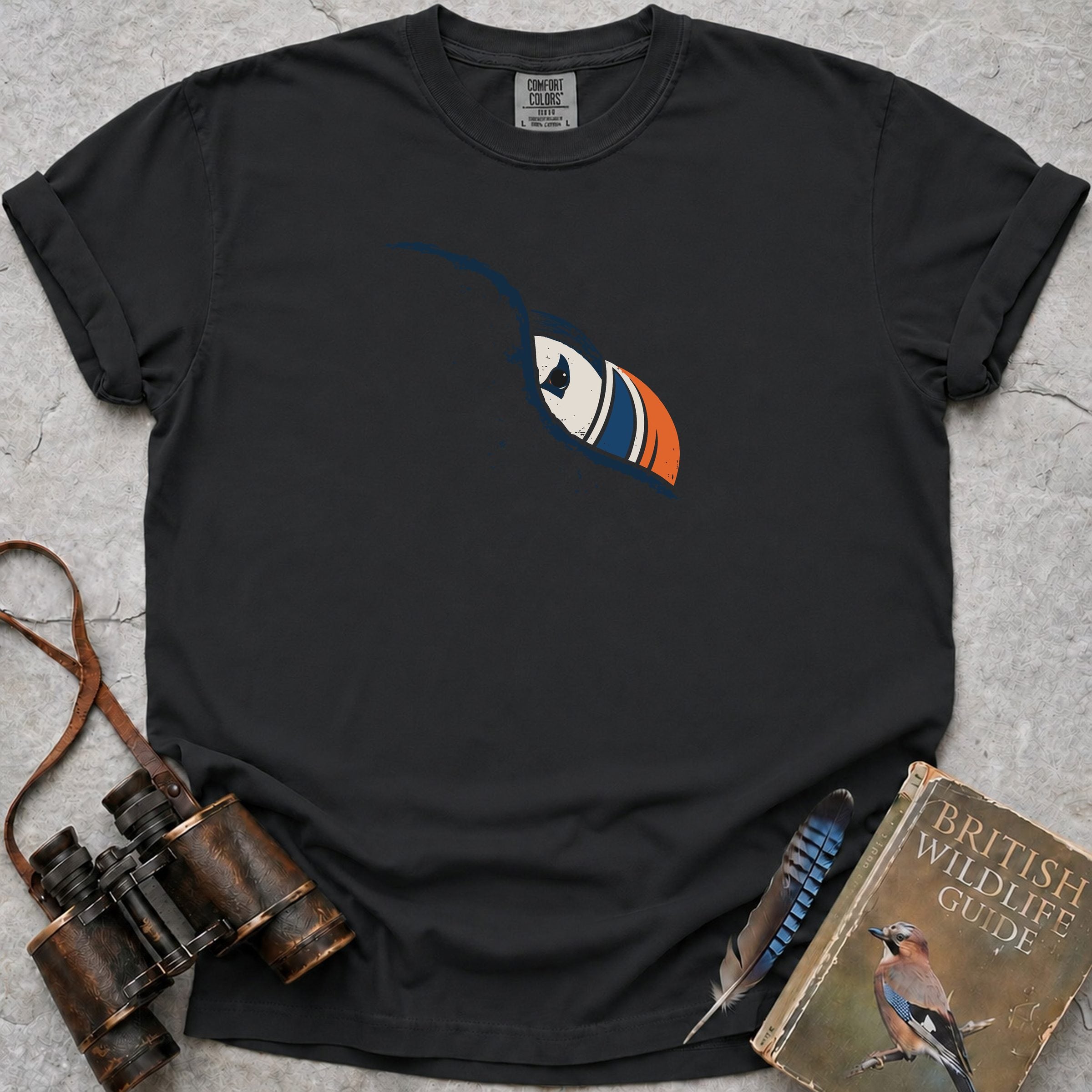 Peeping Puffin T-Shirt — black