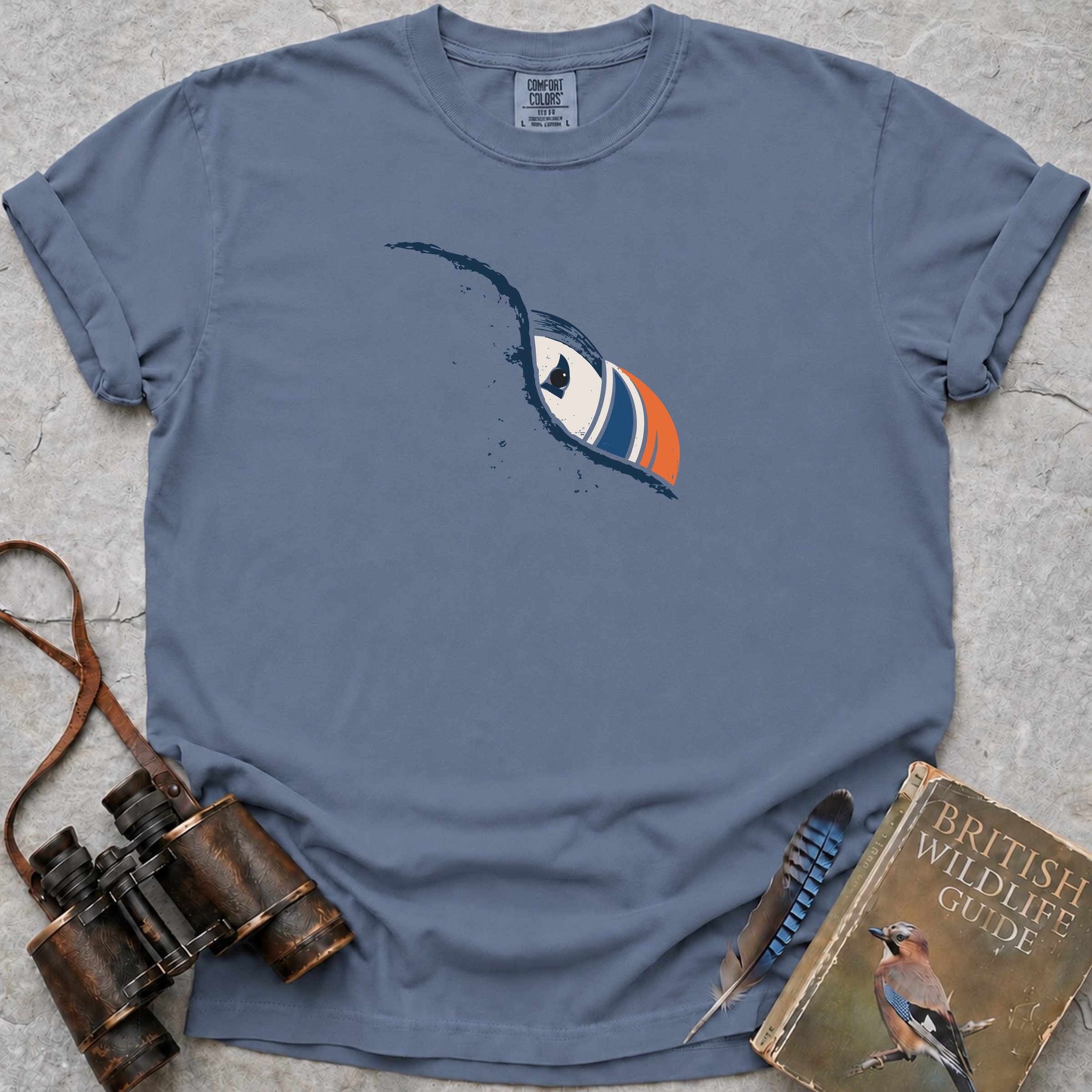 Peeping Puffin T-Shirt — blue jean
