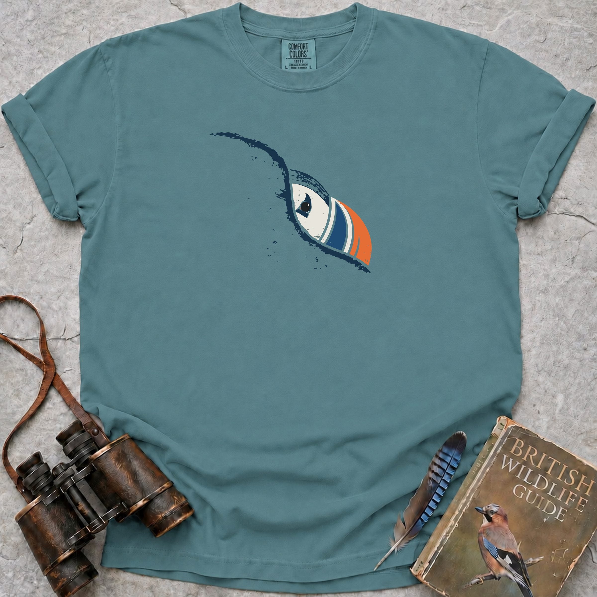 Peeping Puffin T-Shirt — seafoam