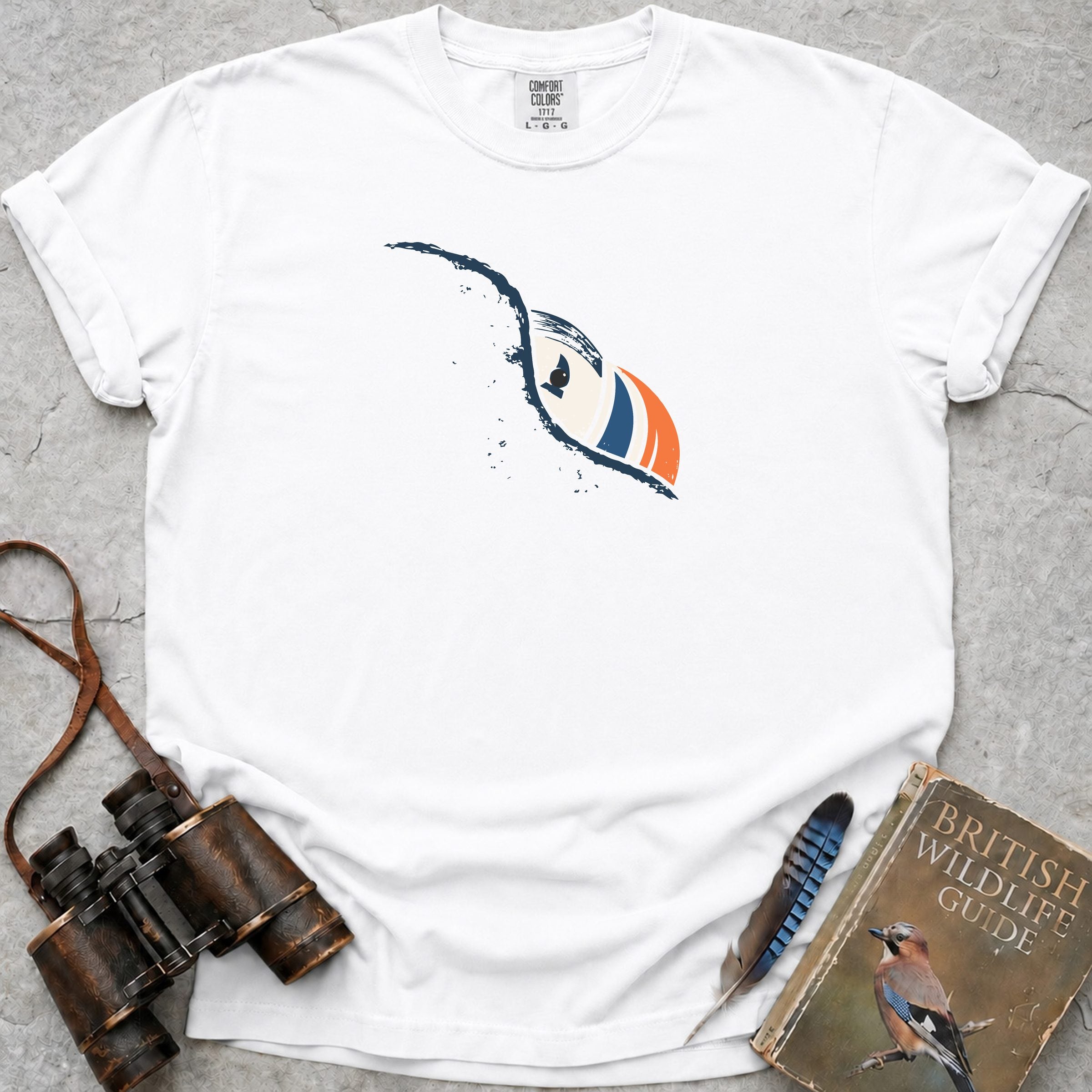 Peeping Puffin T-Shirt — white