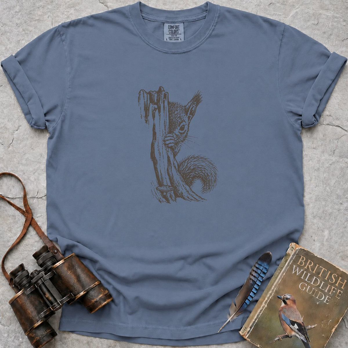 Peeping Squirrel T-Shirt — blue jean