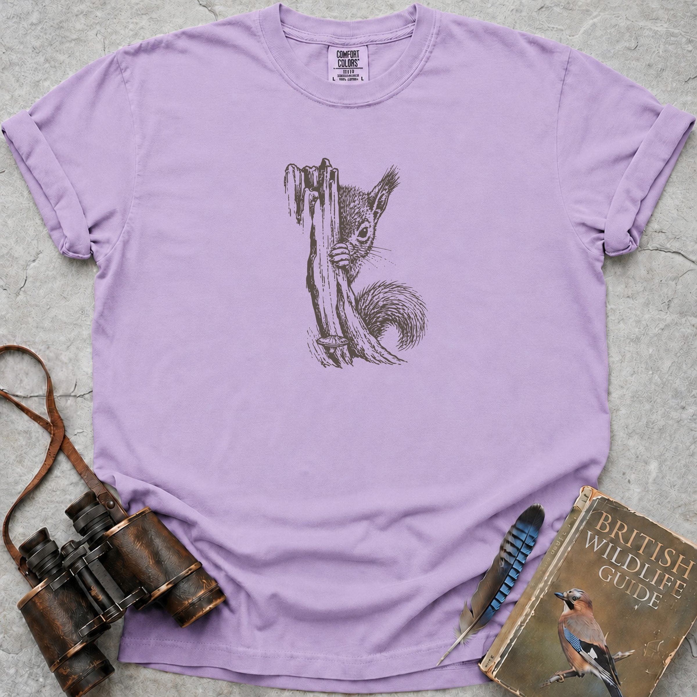 Peeping Squirrel T-Shirt — orchid