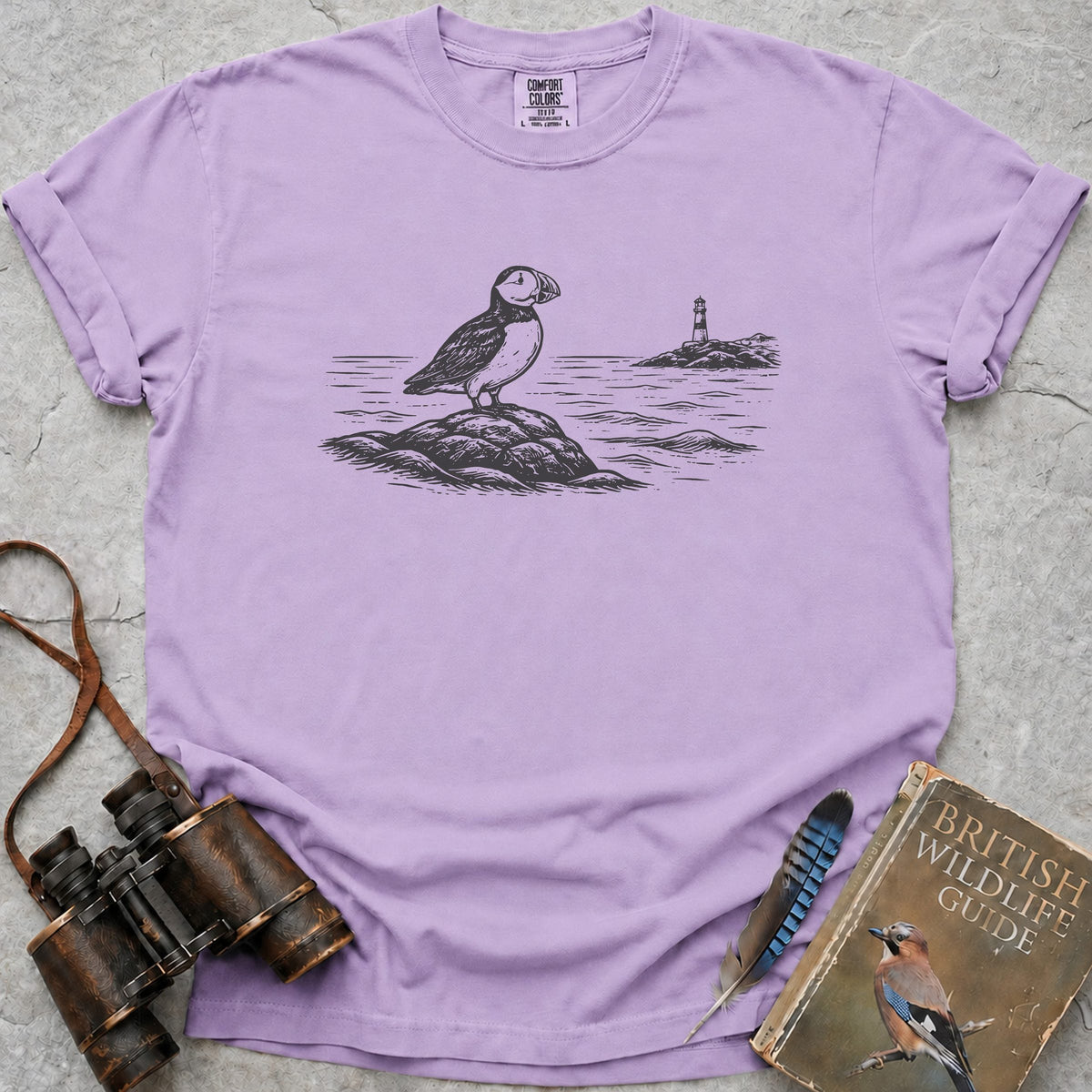 Puffin Lighthouse T-Shirt — orchid