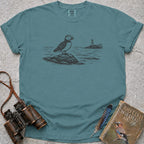 Puffin Lighthouse T-Shirt — seafoam