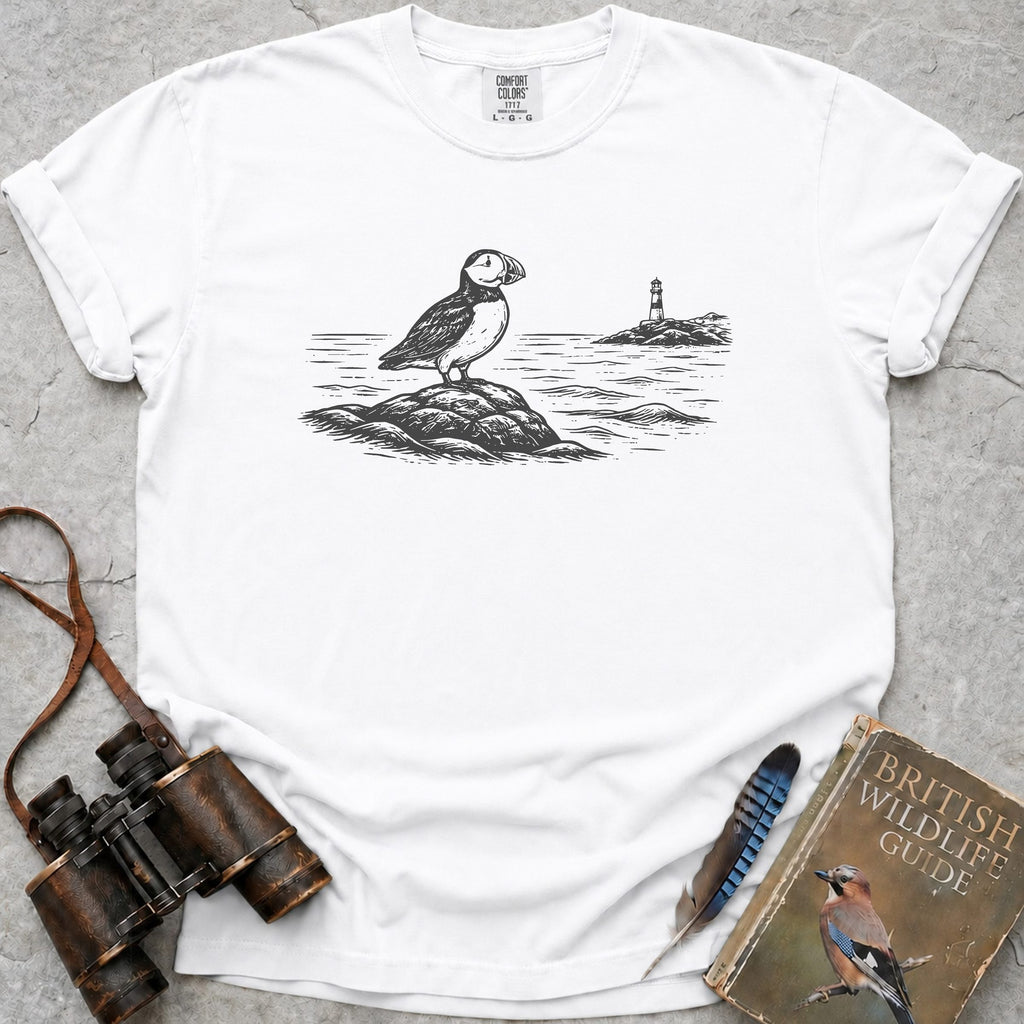 Puffin Lighthouse T-Shirt — white