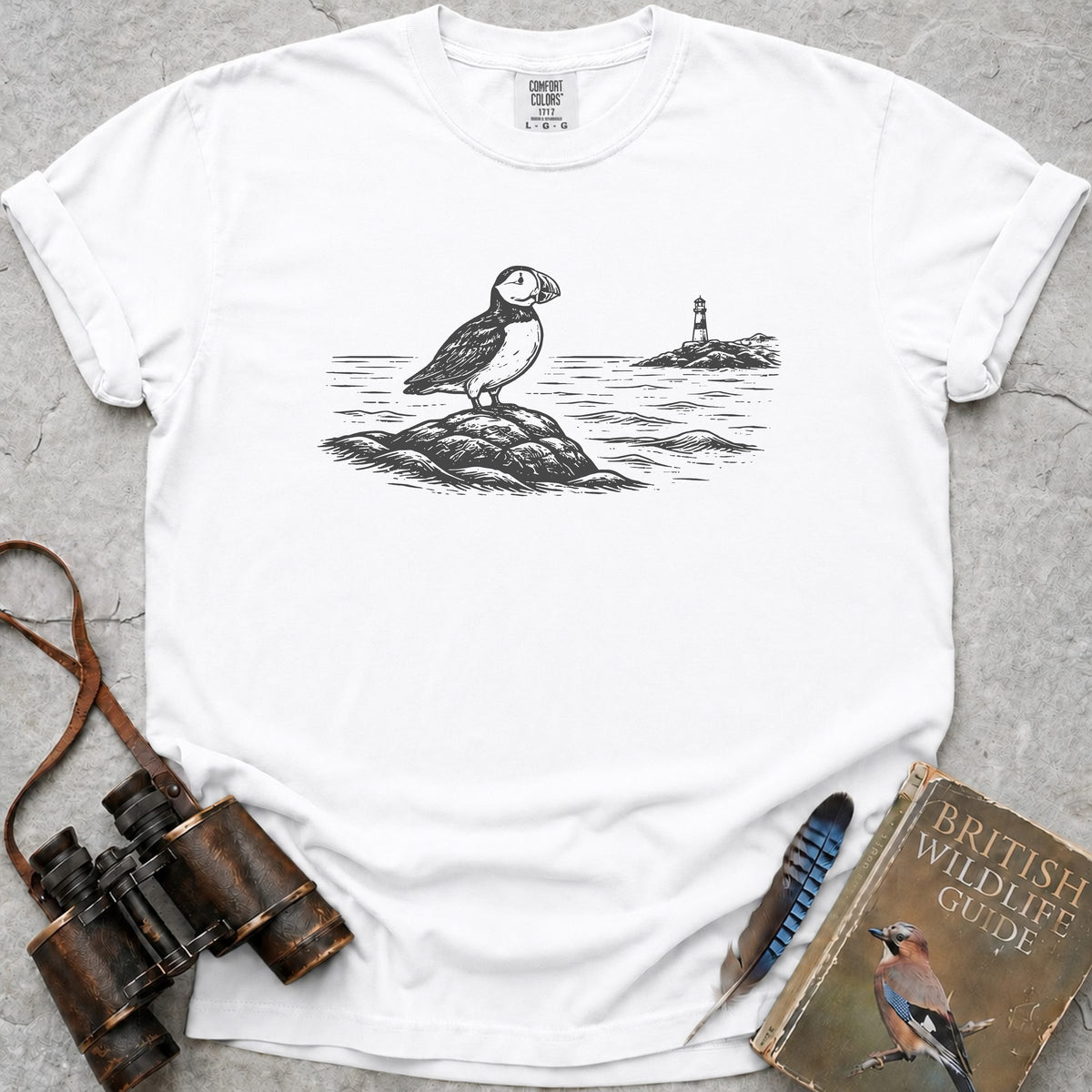 Puffin Lighthouse T-Shirt — white
