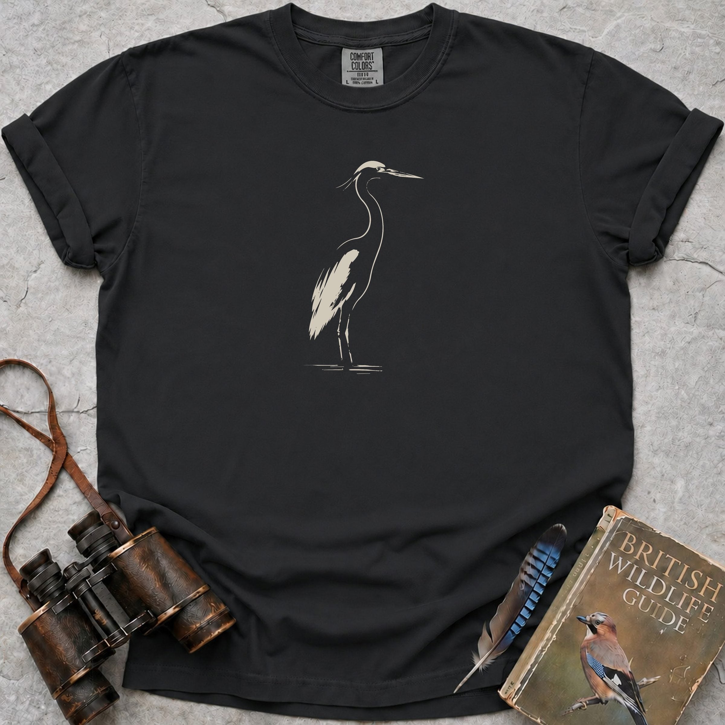 Quiet Heron T-Shirt — black