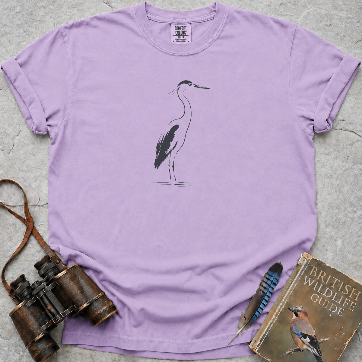 Quiet Heron T-Shirt — orchid
