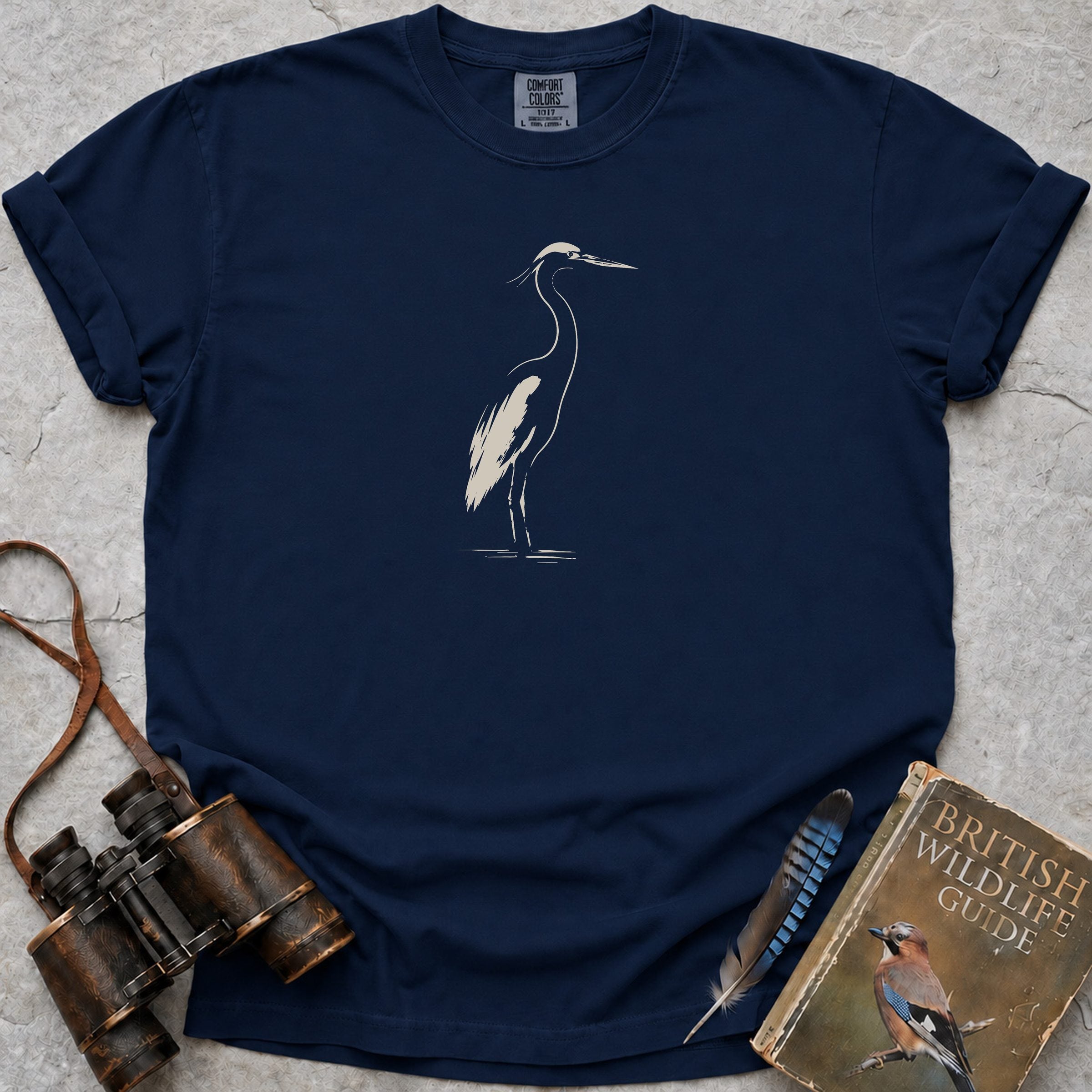 Quiet Heron T-Shirt — true navy