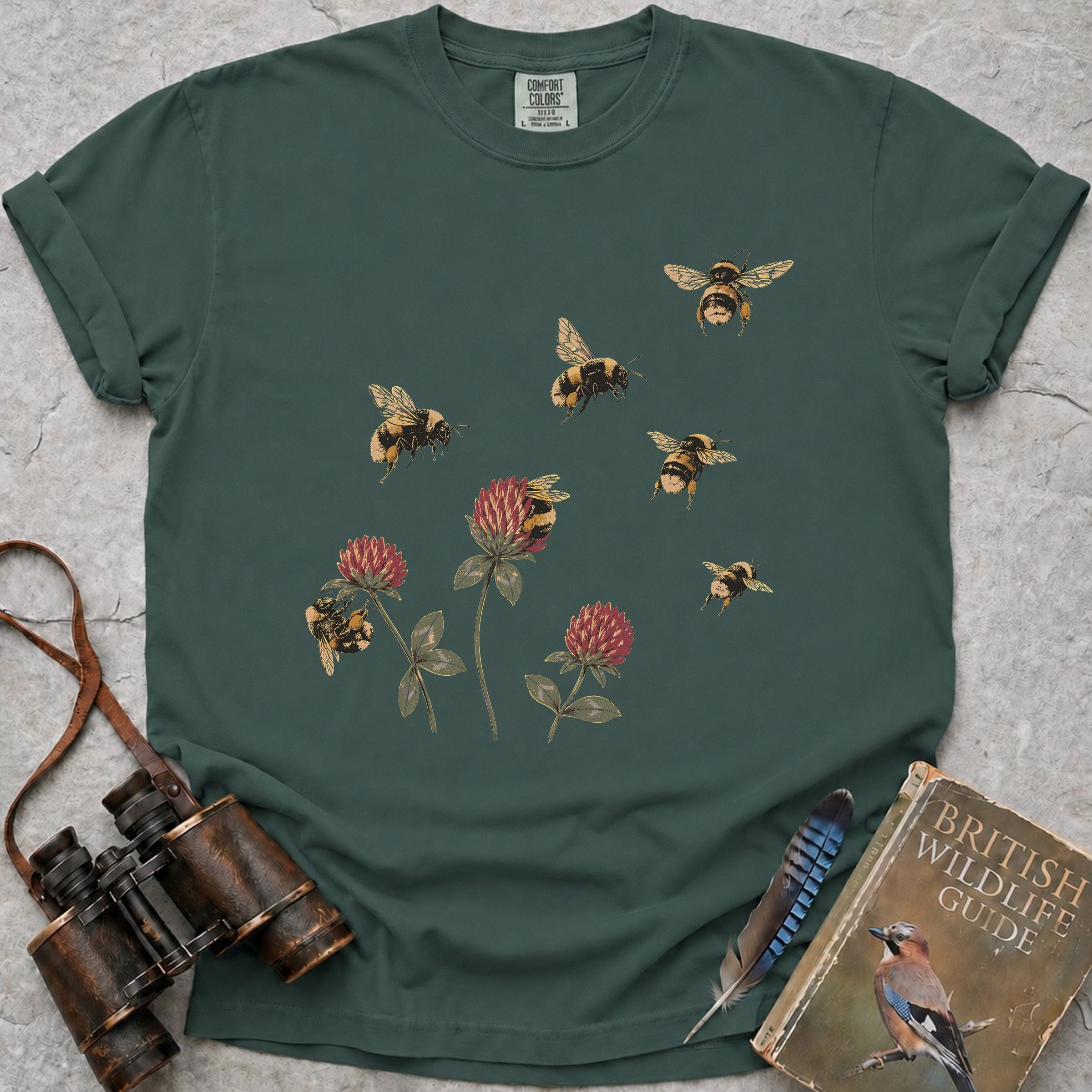 red-clover-buff-tailed-bumblebees — blue spruce