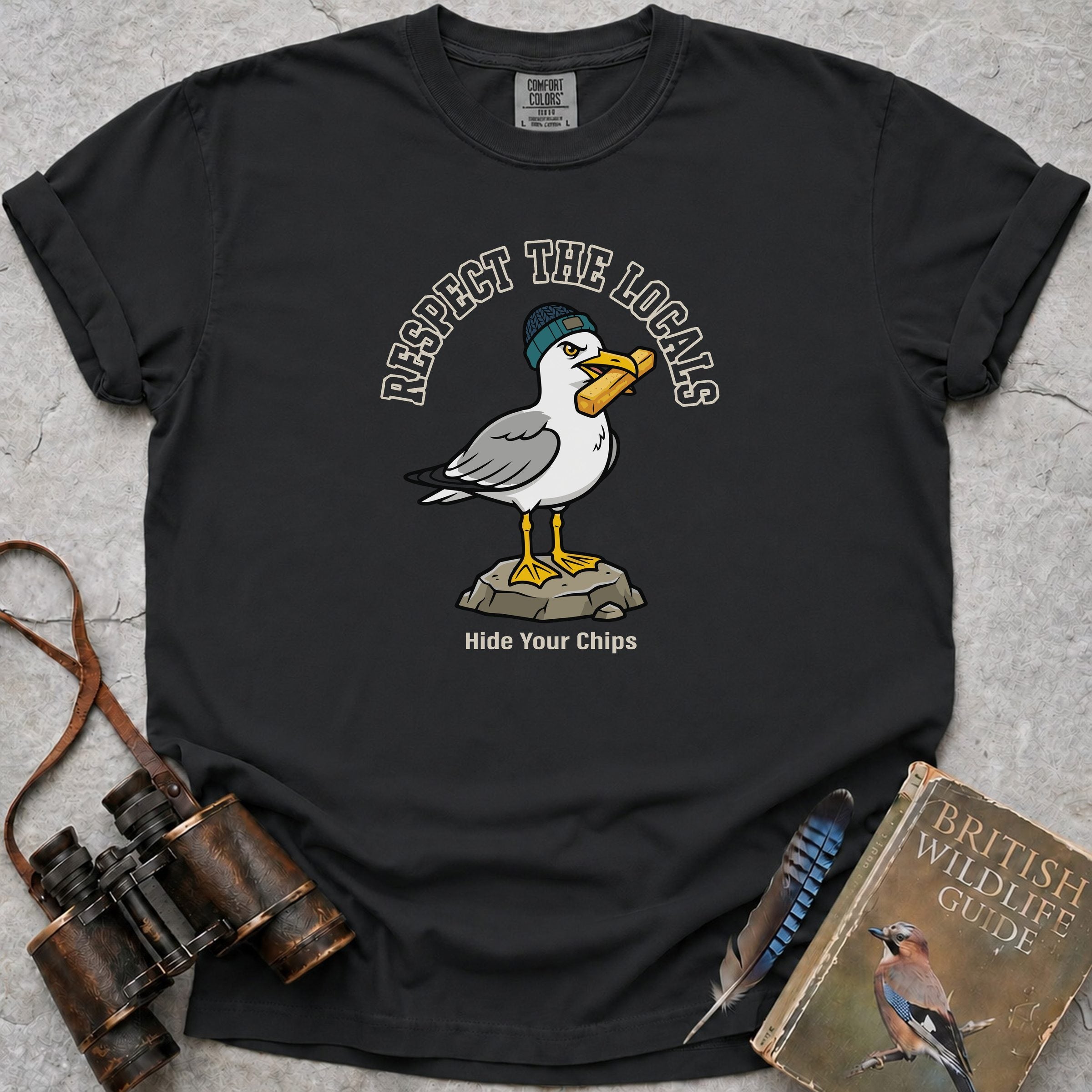 Respect The Locals Seagull T-Shirt — black