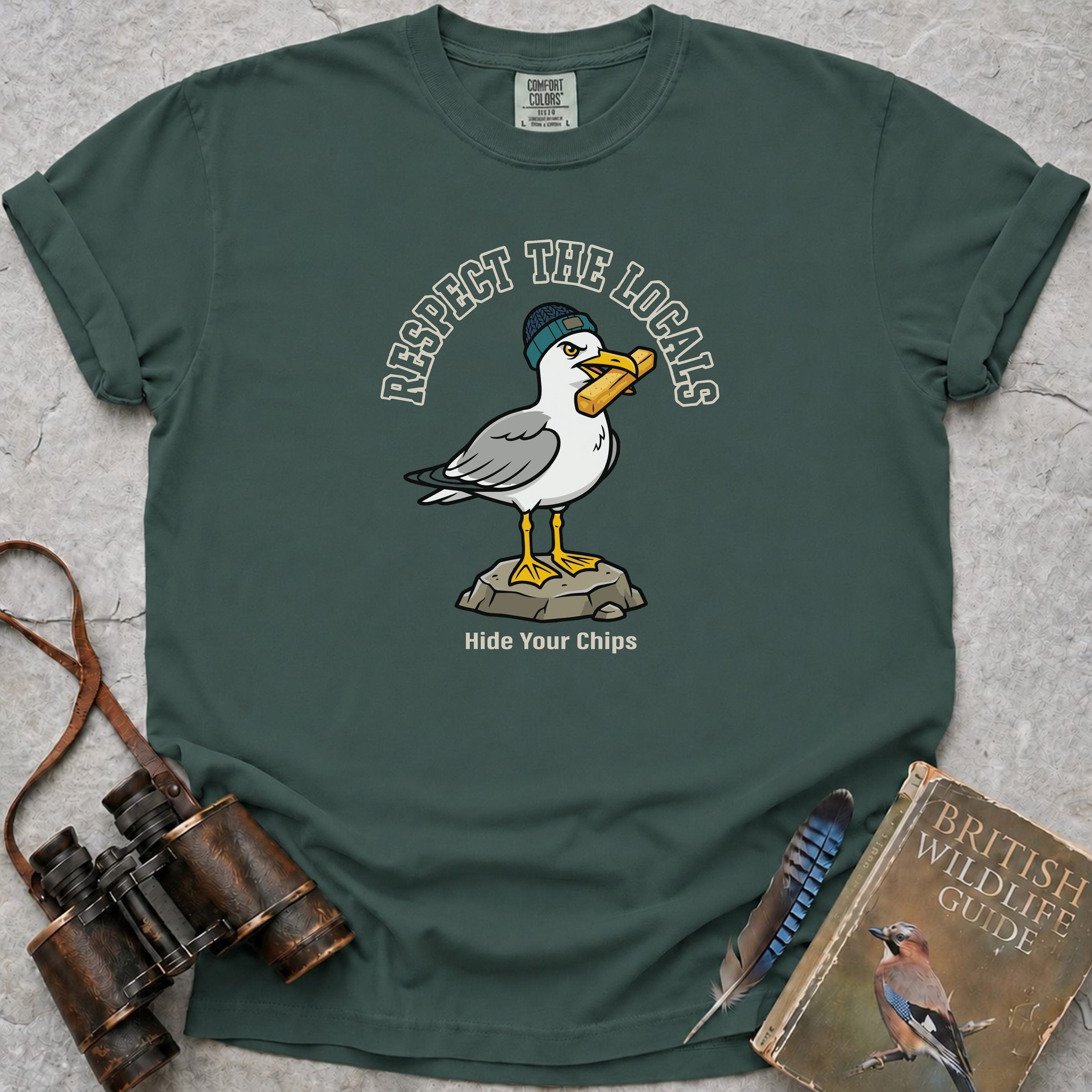 Respect The Locals Seagull T-Shirt — blue spruce