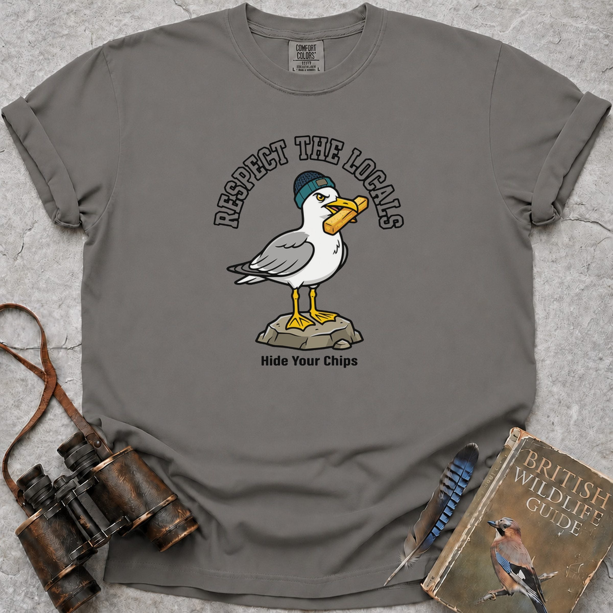 Respect The Locals Seagull T-Shirt — grey