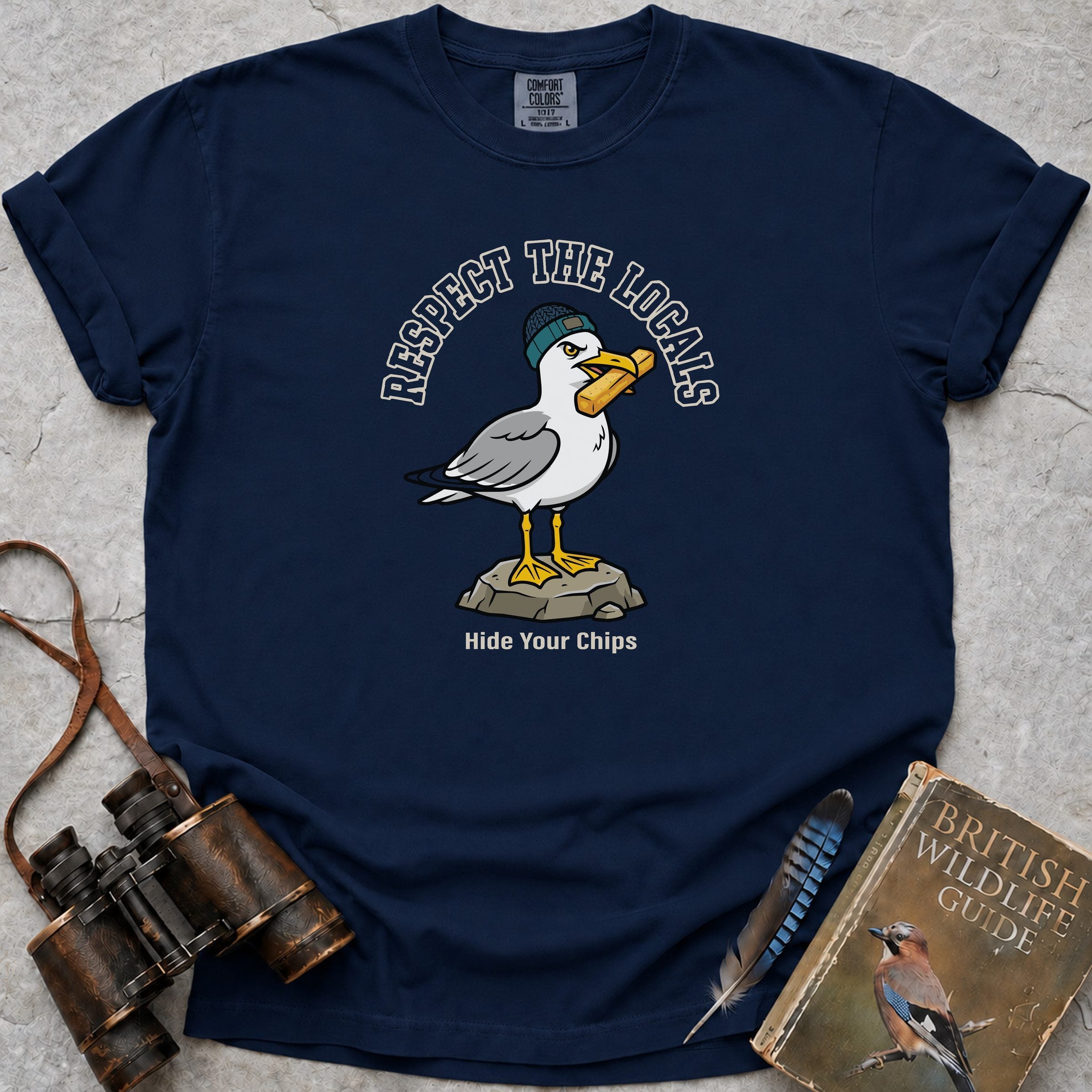 Respect The Locals Seagull T-Shirt — true navy