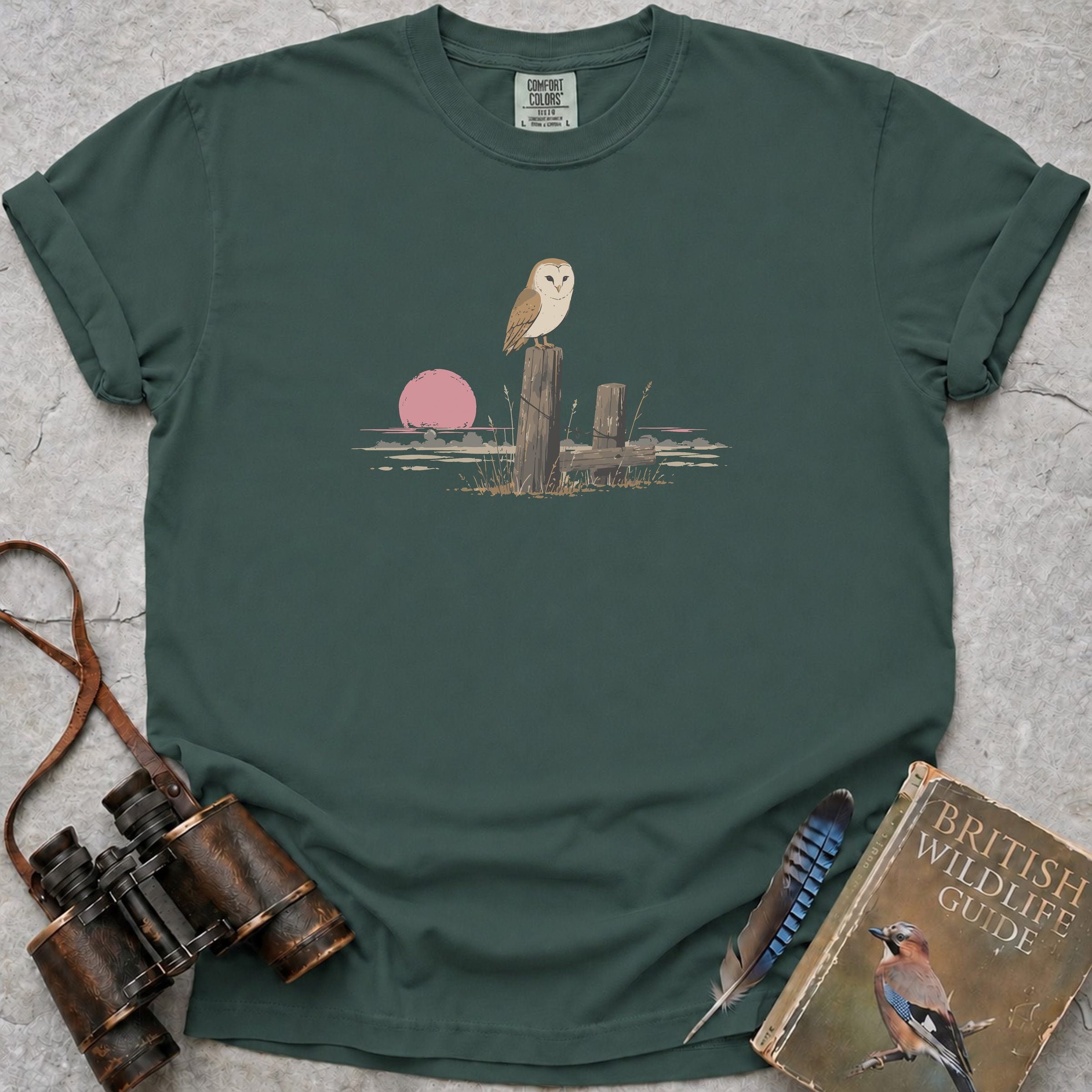 Resting Barn Owl T-Shirt — blue spruce