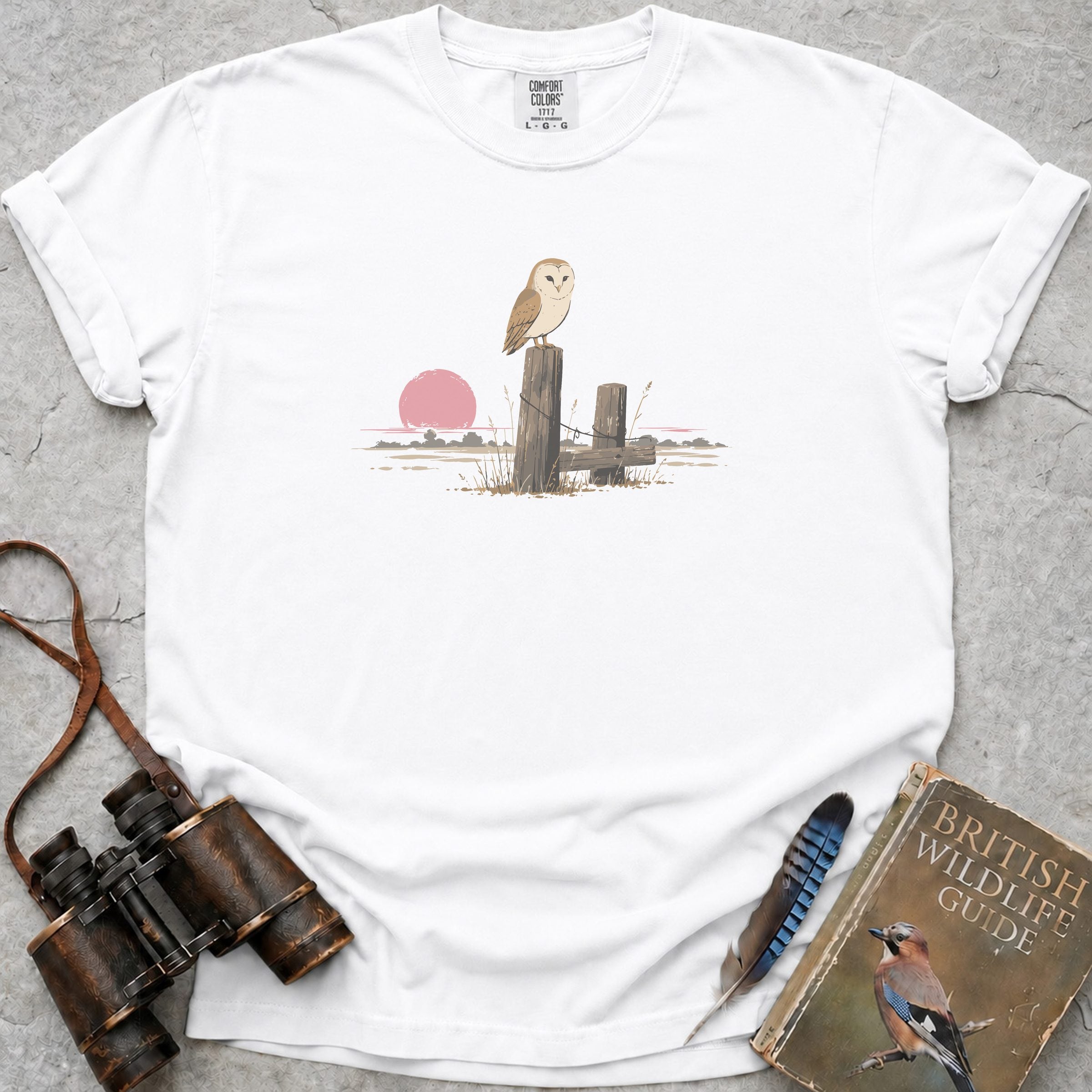 Resting Barn Owl T-Shirt — white