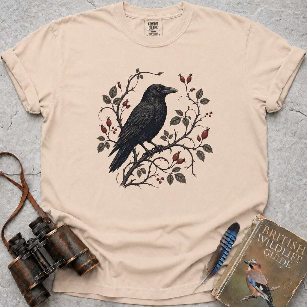 Rosehip Crowned Raven T-Shirt — ivory