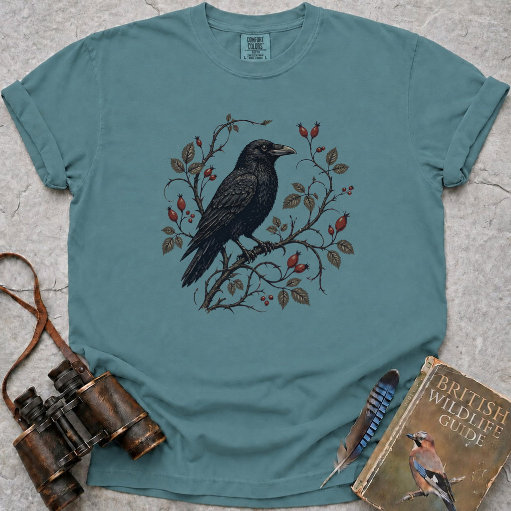 Rosehip Crowned Raven T-Shirt — seafoam