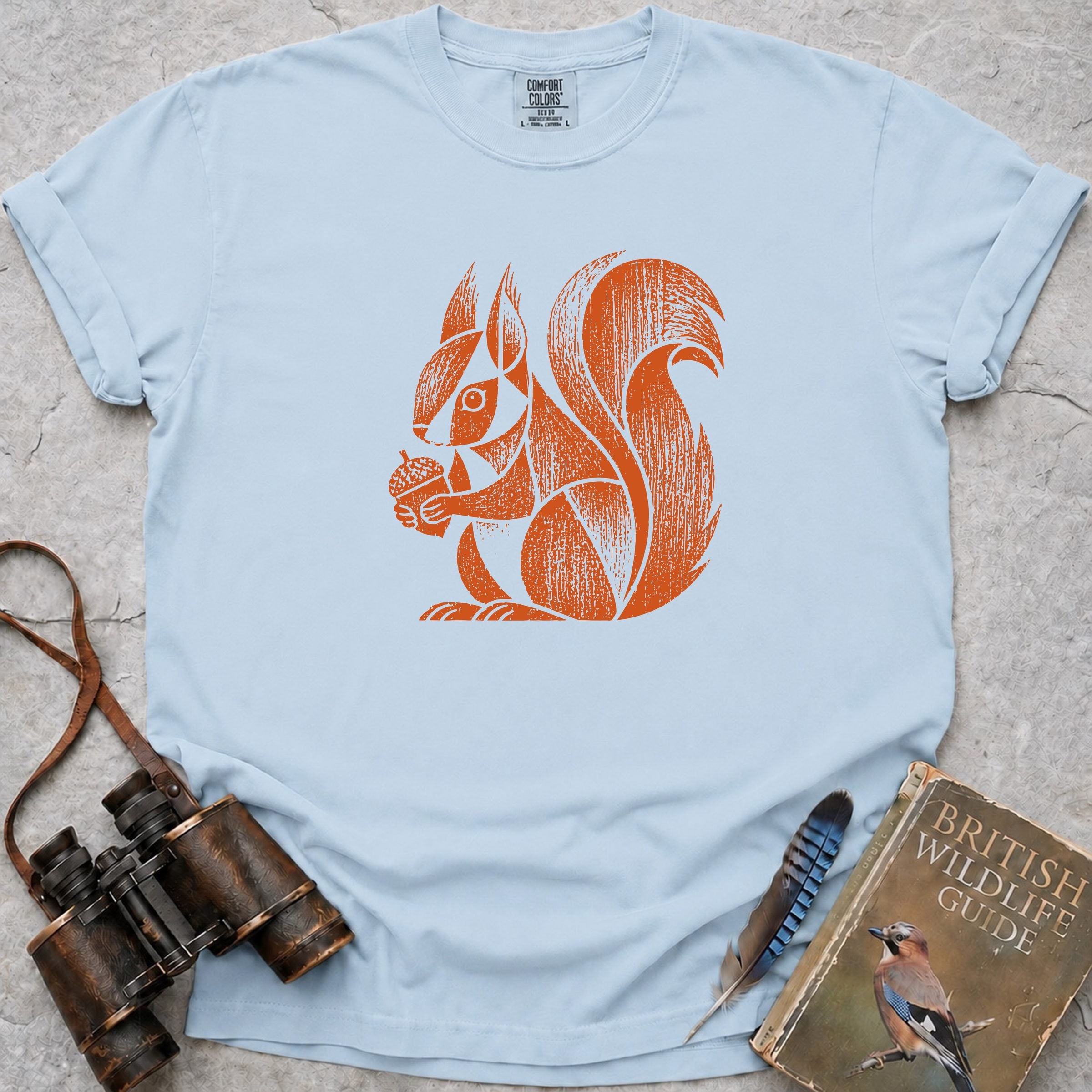 Rustic Acorn Squirrel T-Shirt — chambray