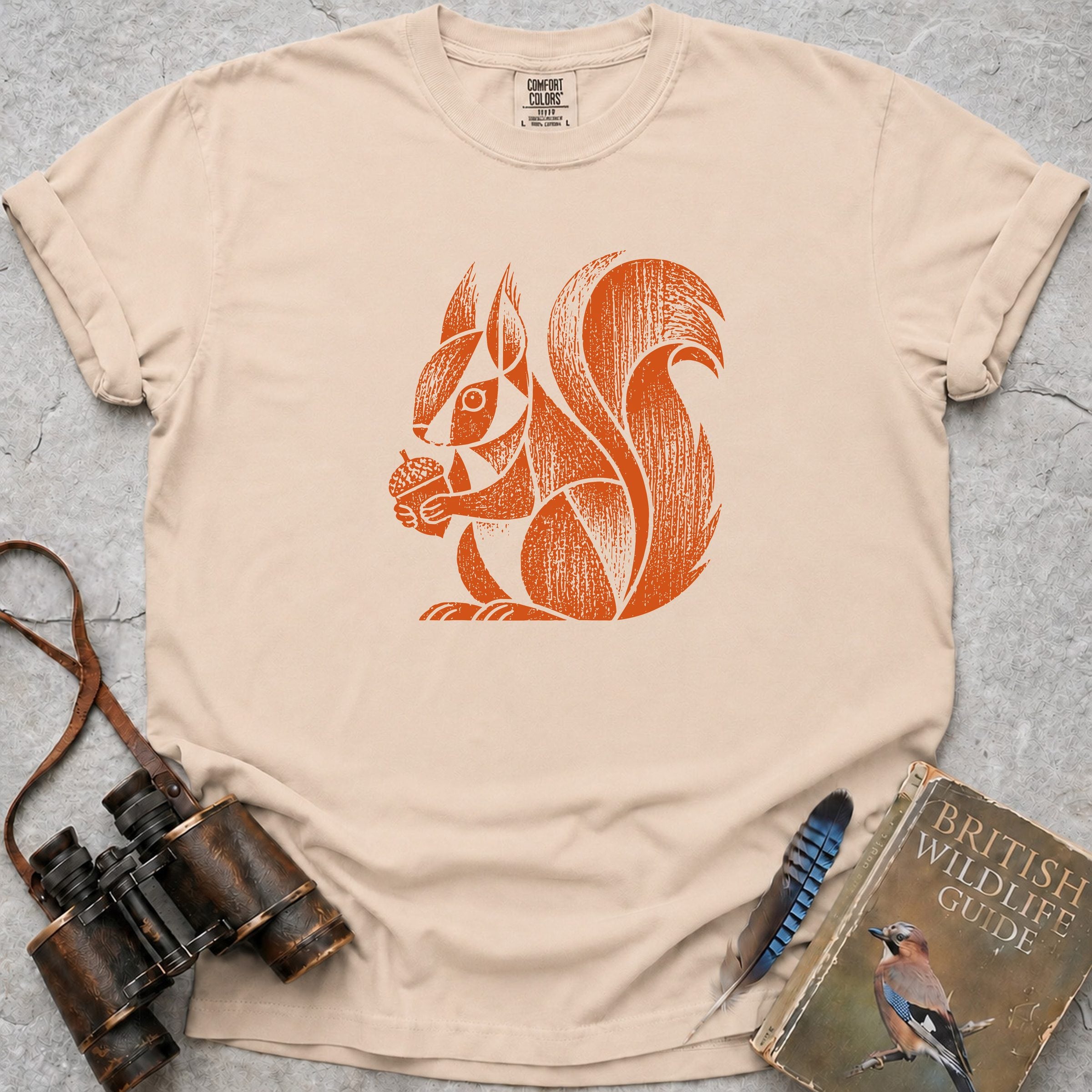 Rustic Acorn Squirrel T-Shirt — ivory