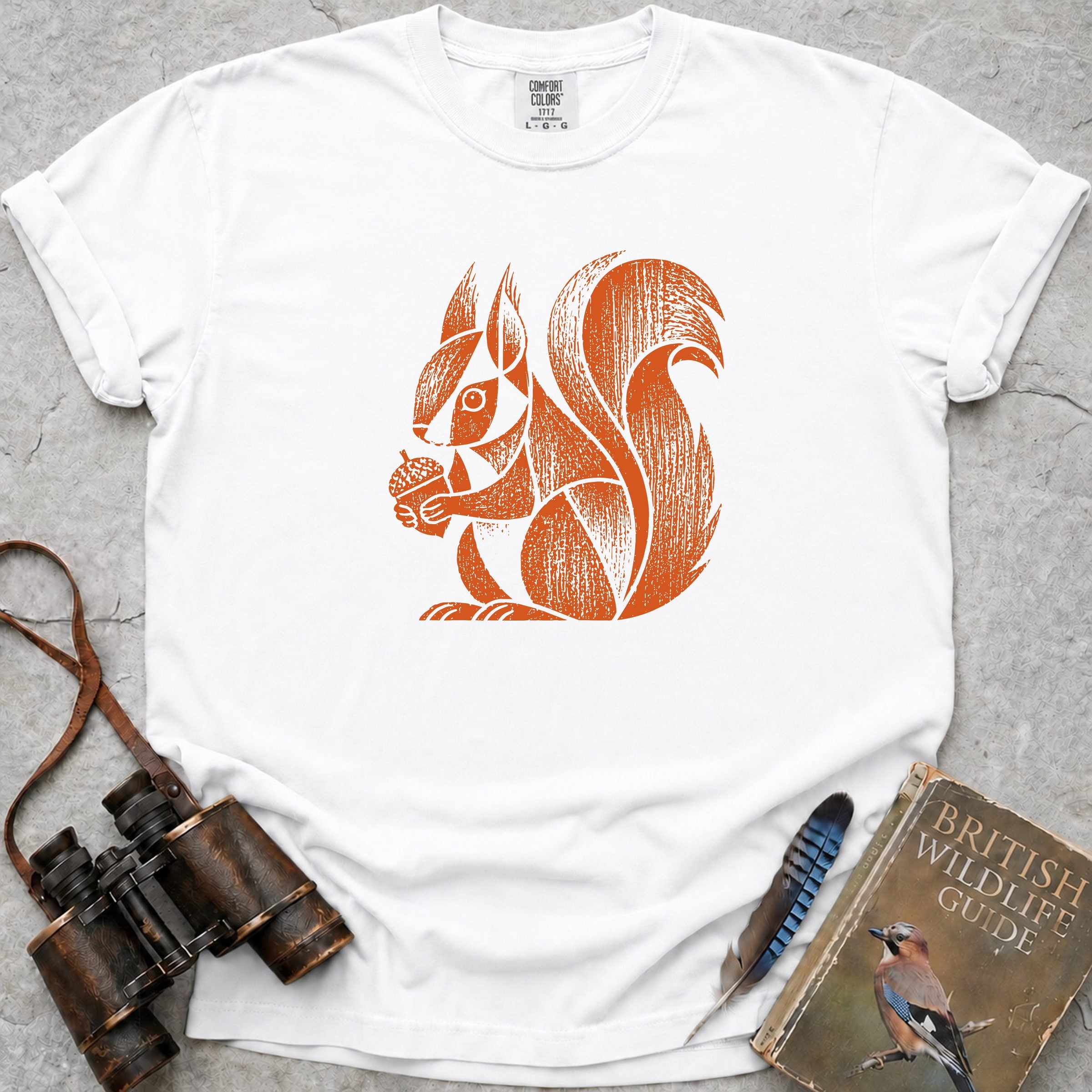 Rustic Acorn Squirrel T-Shirt — white