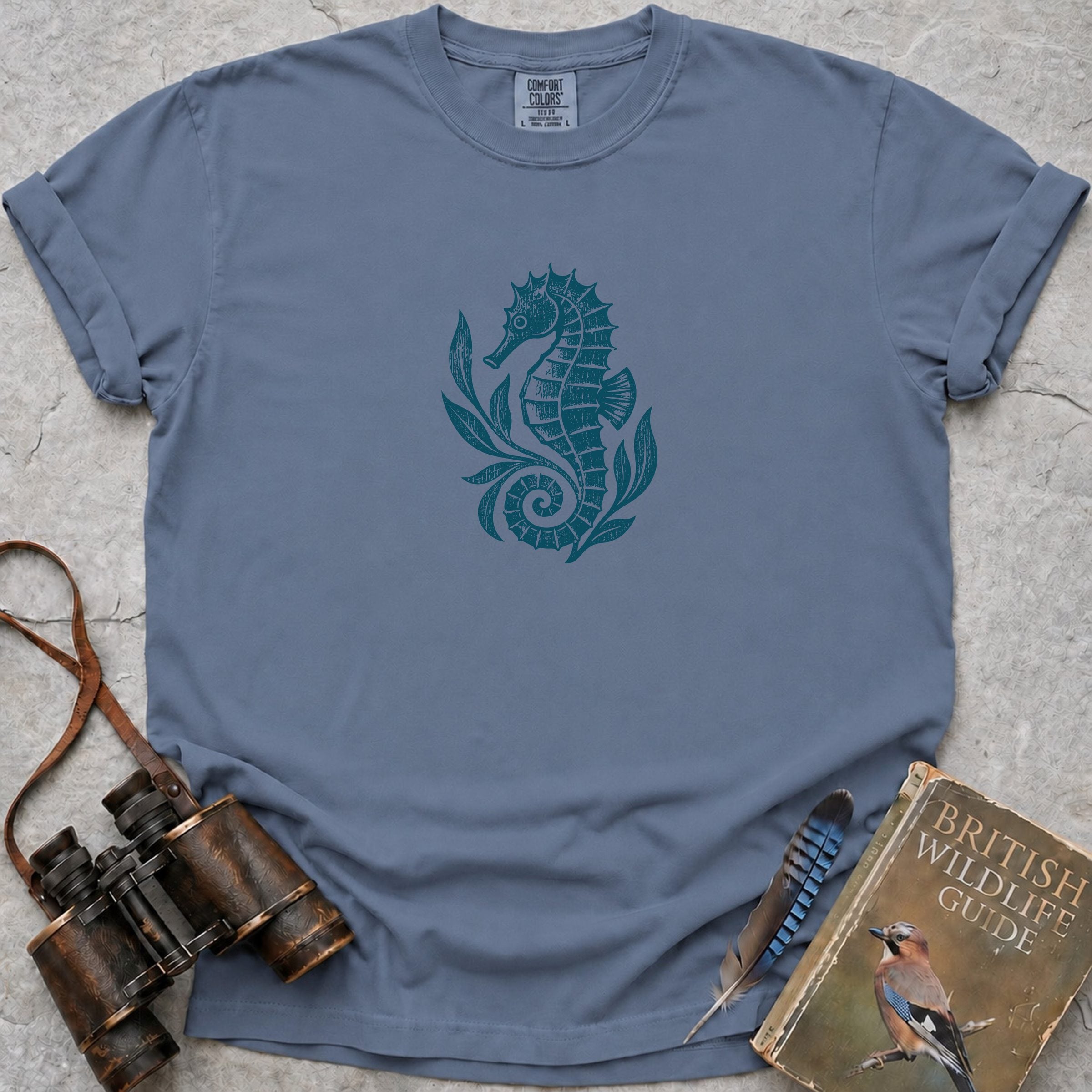 Rustic Seahorse T-Shirt — blue jean