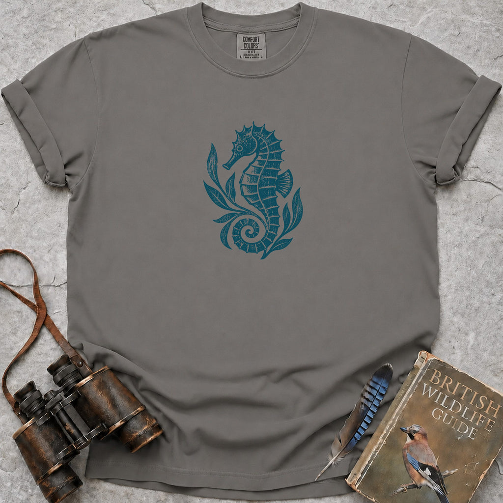 Rustic Seahorse T-Shirt — grey