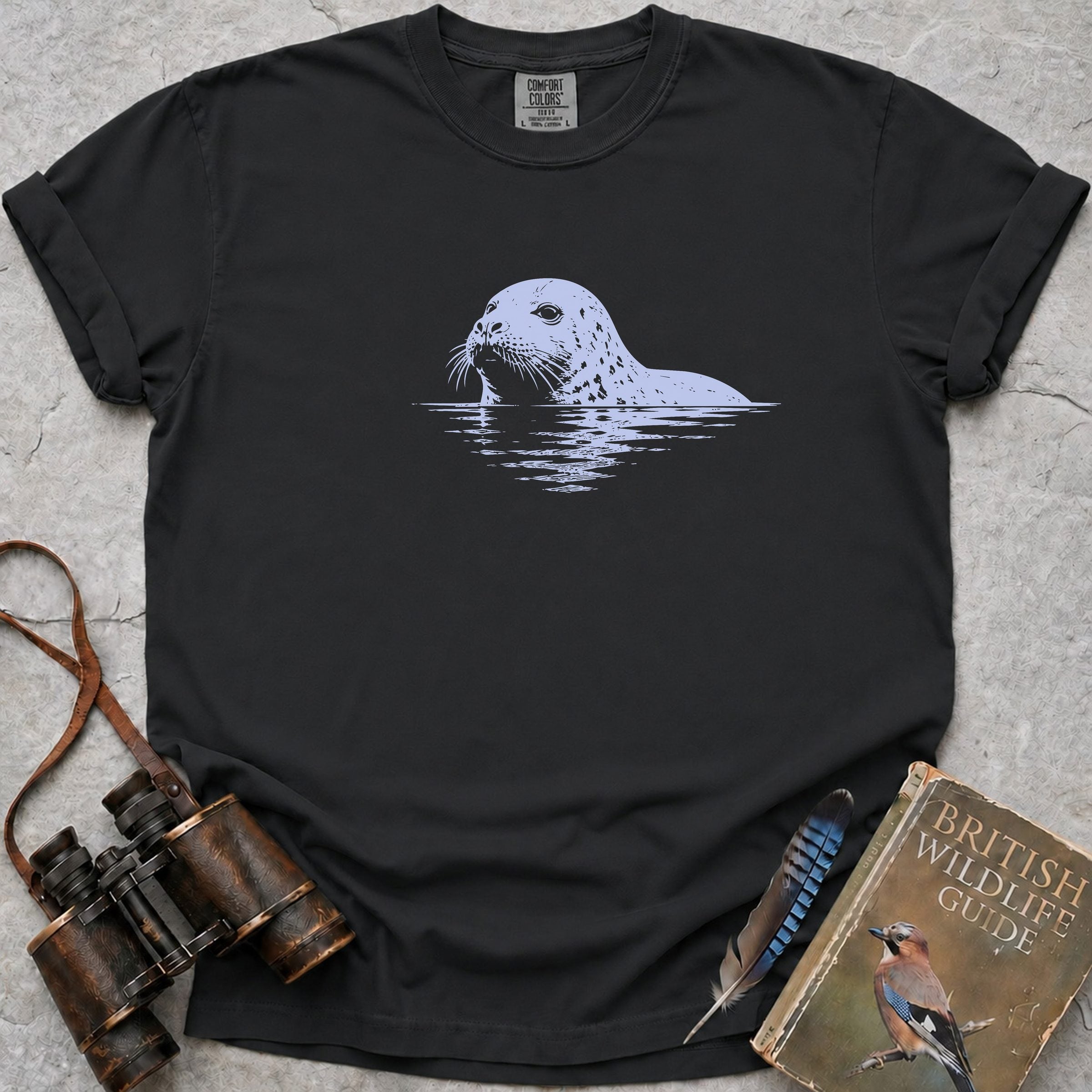 Salty Whiskered Seal T-Shirt — black