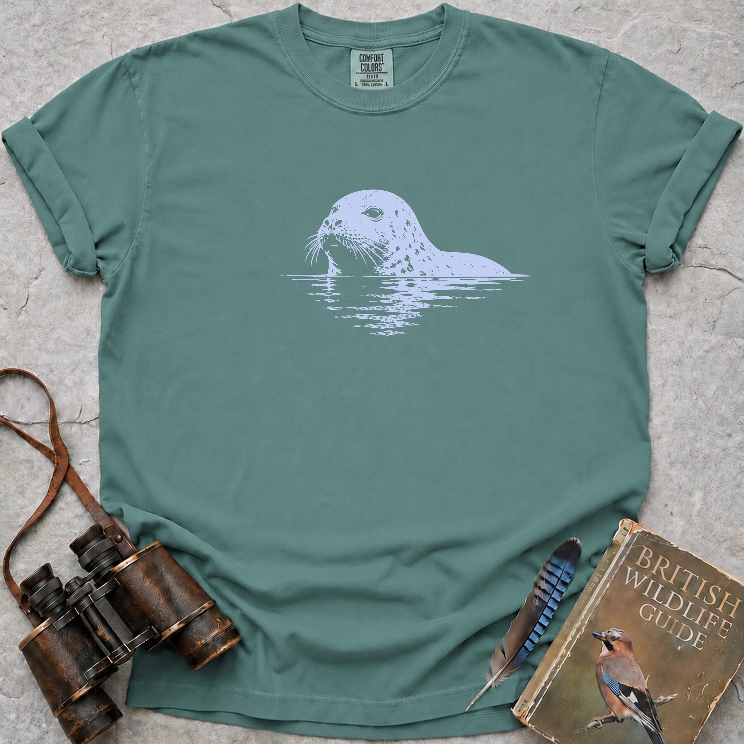 Salty Whiskered Seal T-Shirt — seafoam