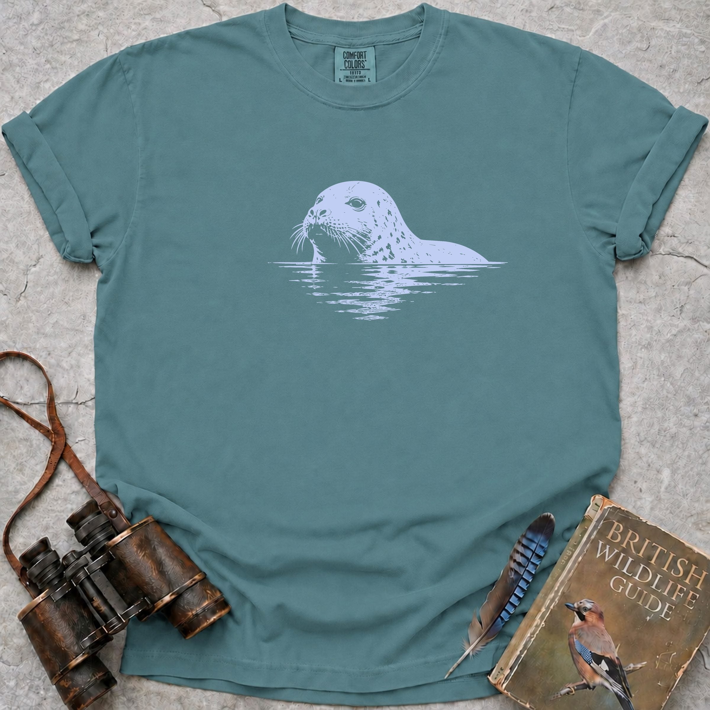 Salty Whiskered Seal T-Shirt — seafoam