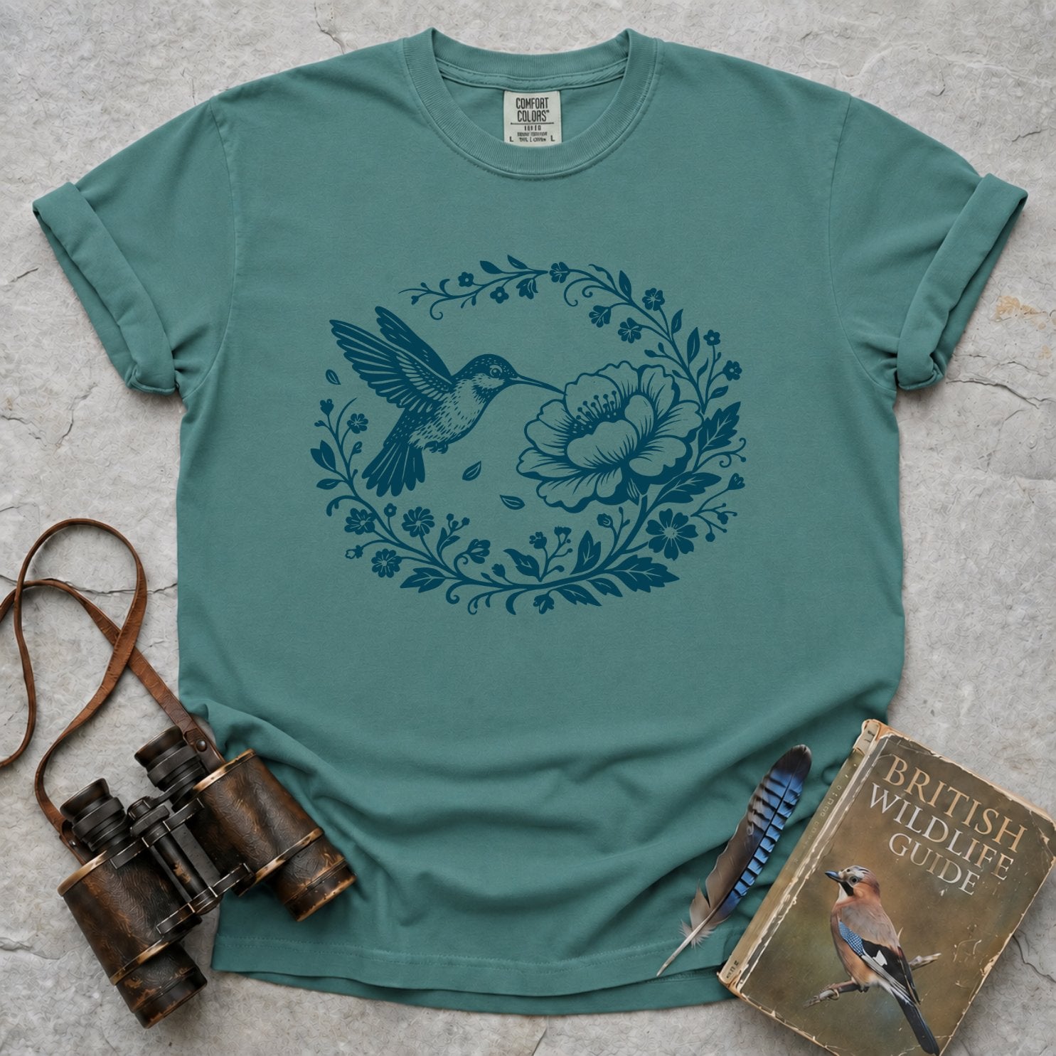 Floral Hummingbird Wreath T-Shirt