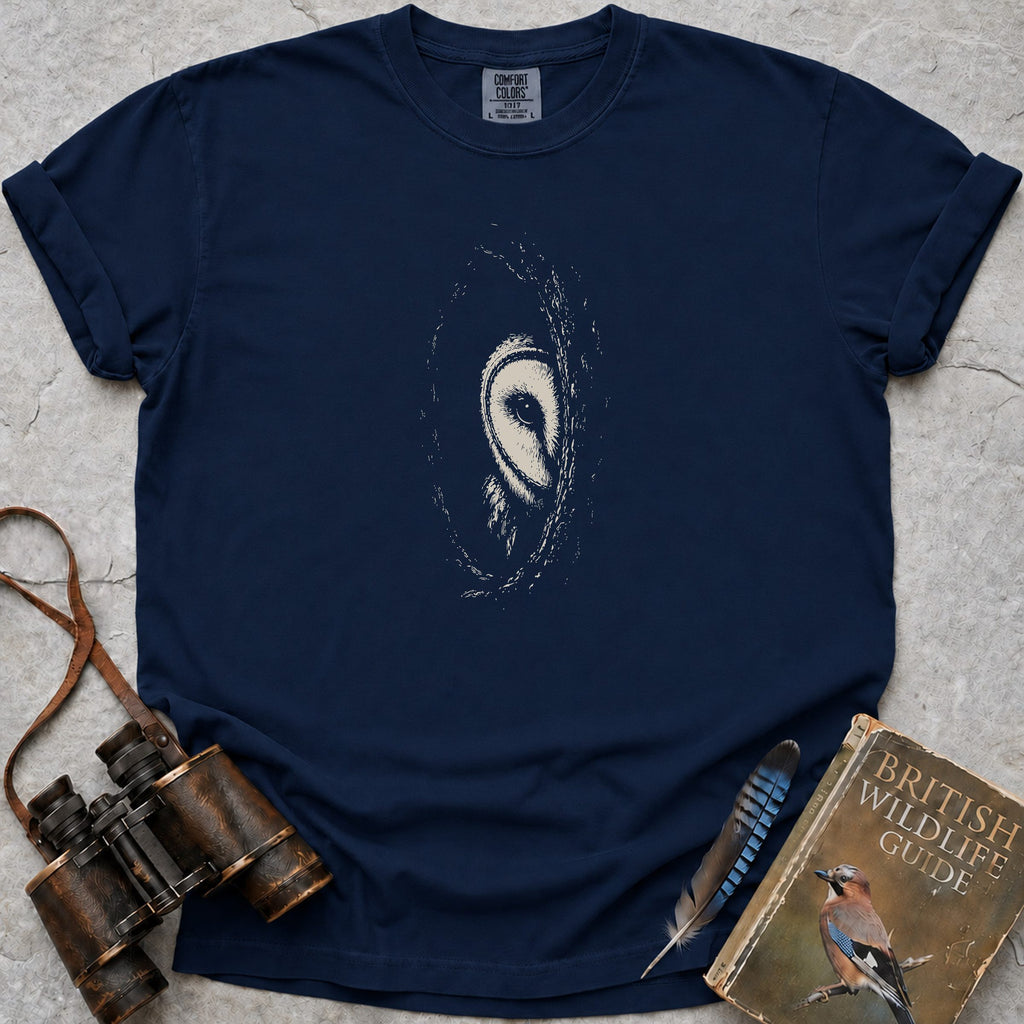 Silent Barn Owl T-Shirt — true navy
