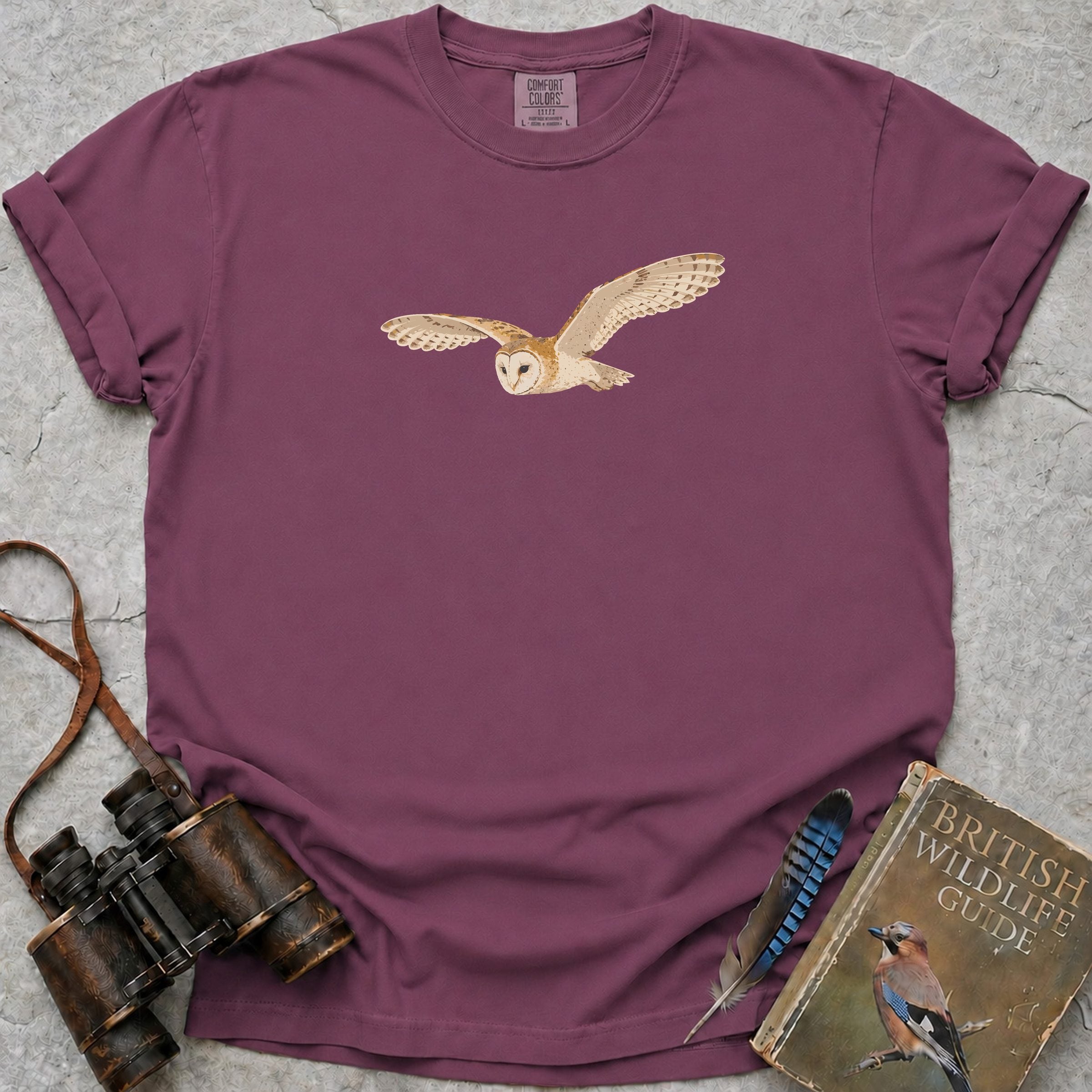 Soaring Barn Owl T-Shirt — berry
